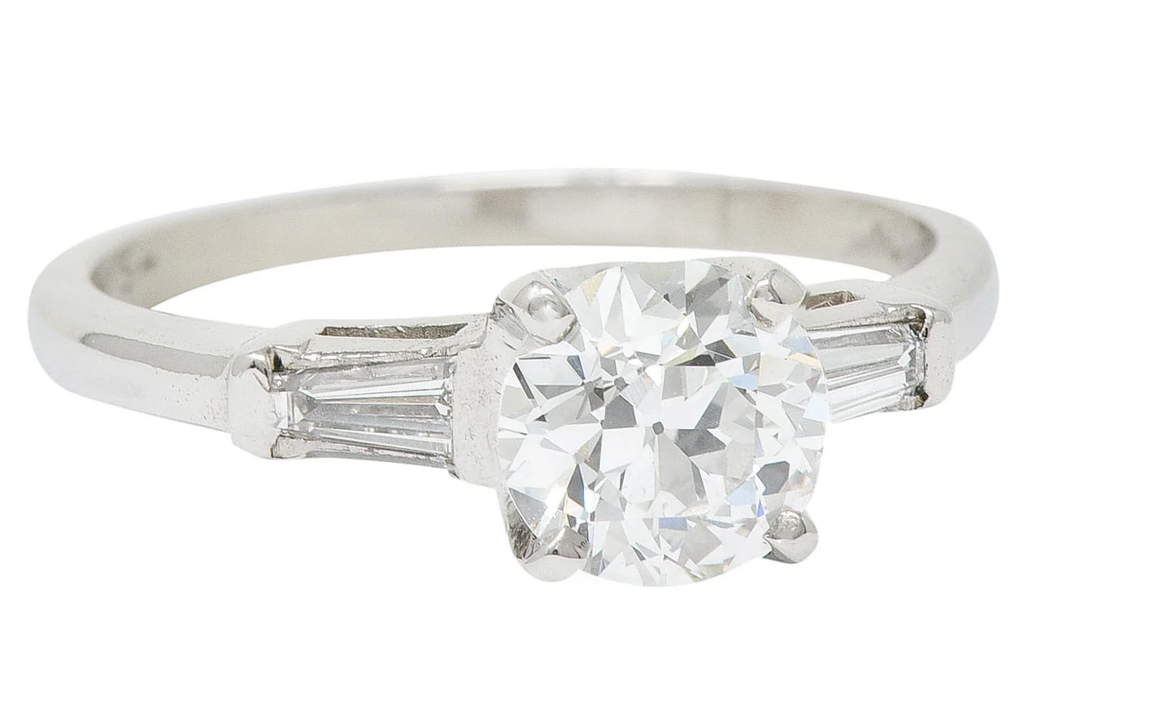Mid-Century 1.26 CTW Diamond Platinum Engagement Ring GIA
