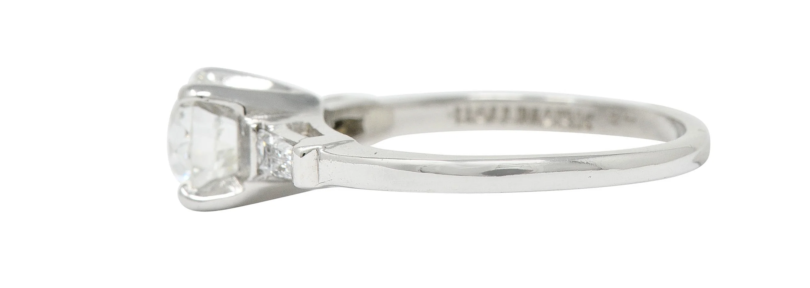 Mid-Century 1.26 CTW Diamond Platinum Engagement Ring GIA - Image 5