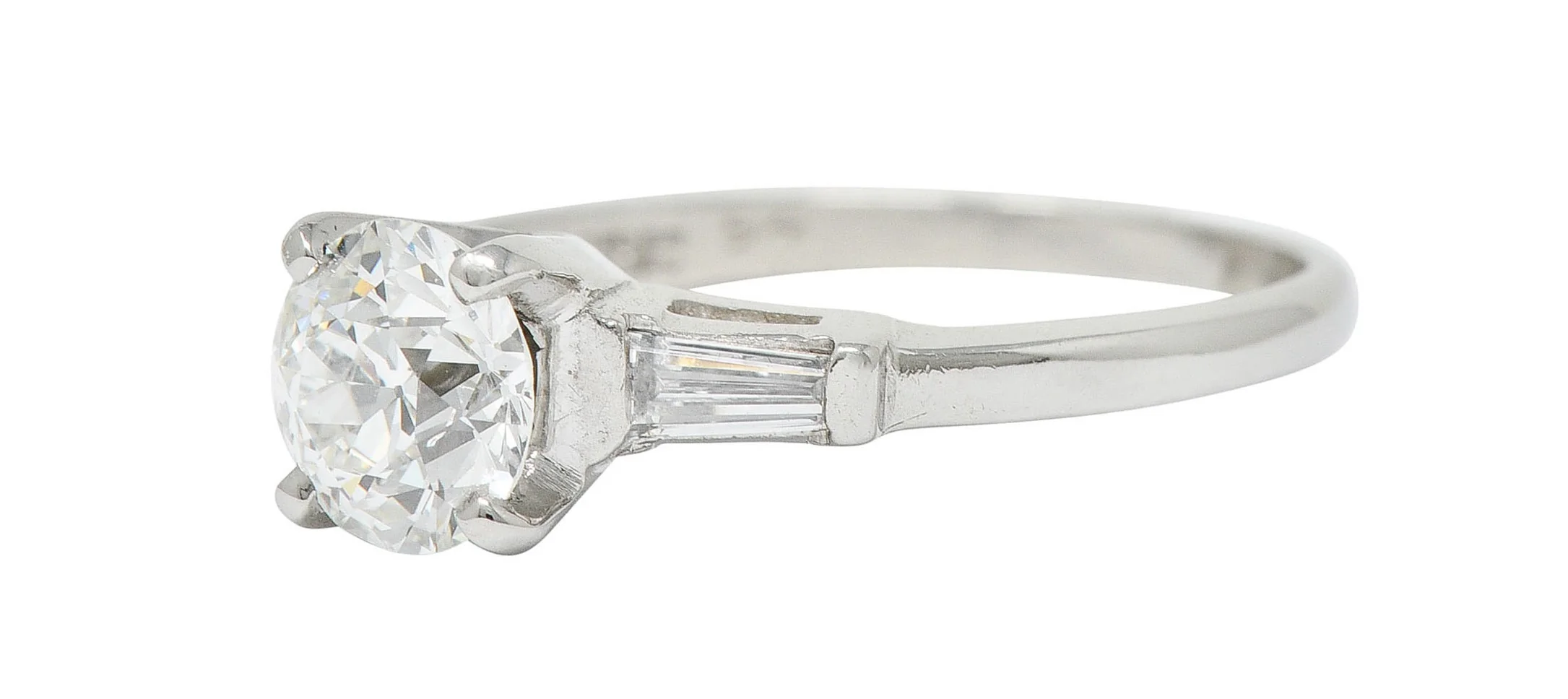 Mid-Century 1.26 CTW Diamond Platinum Engagement Ring GIA - Image 6