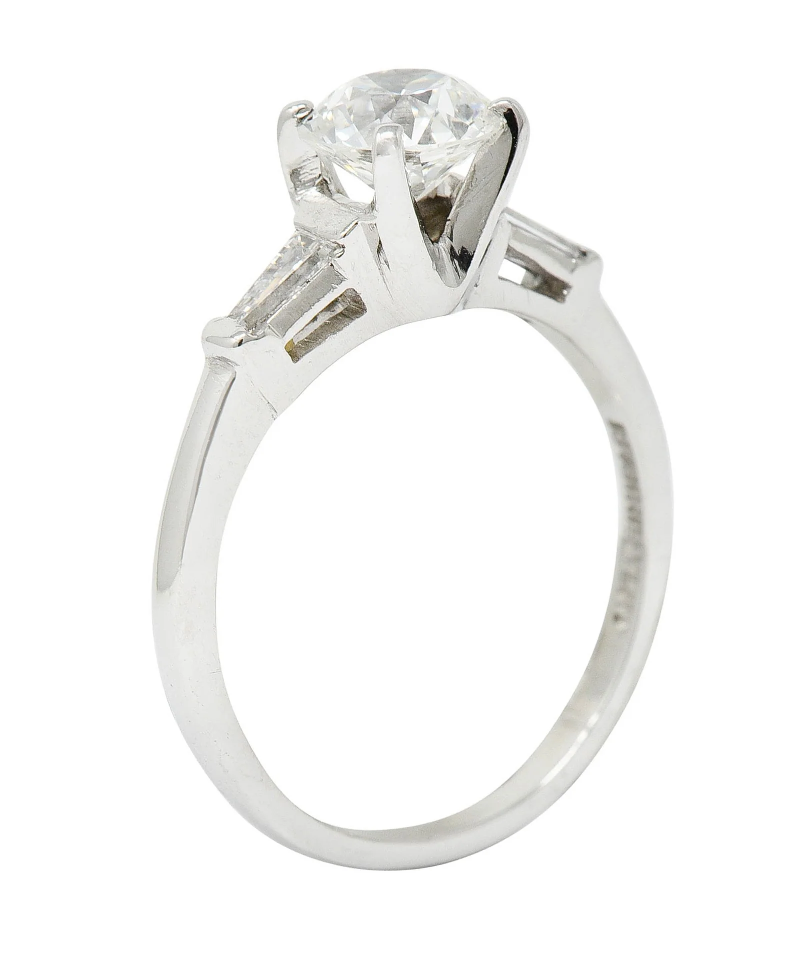Mid-Century 1.26 CTW Diamond Platinum Engagement Ring GIA - Image 8