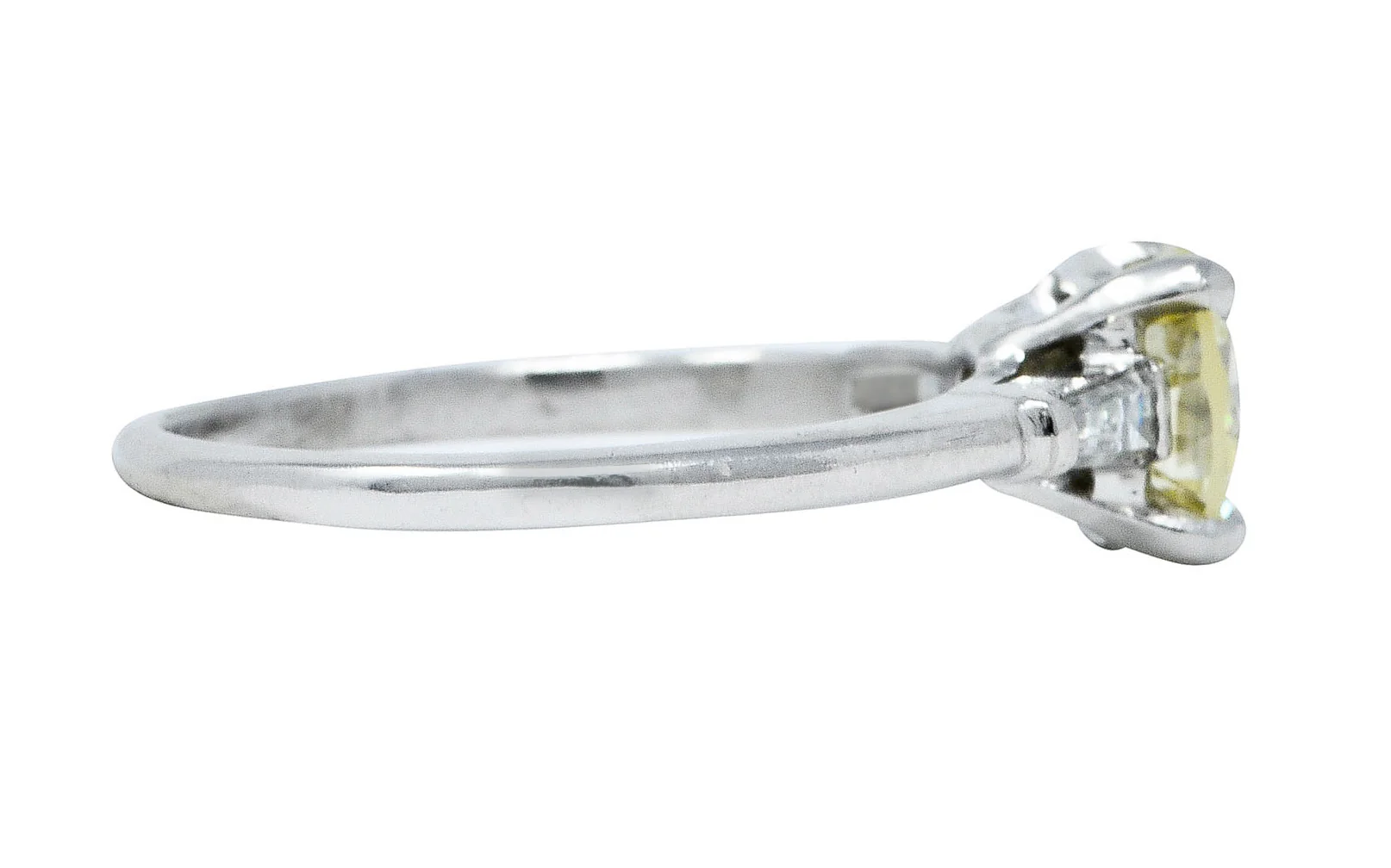 Mid-Century 1.27 CTW Diamond Platinum Three Stone Engagement Ring - Image 3