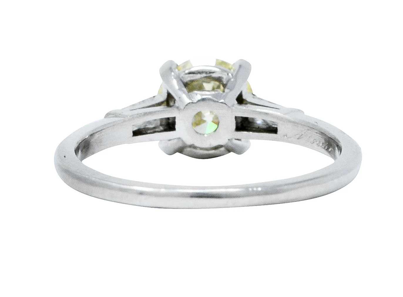 Mid-Century 1.27 CTW Diamond Platinum Three Stone Engagement Ring - Image 4