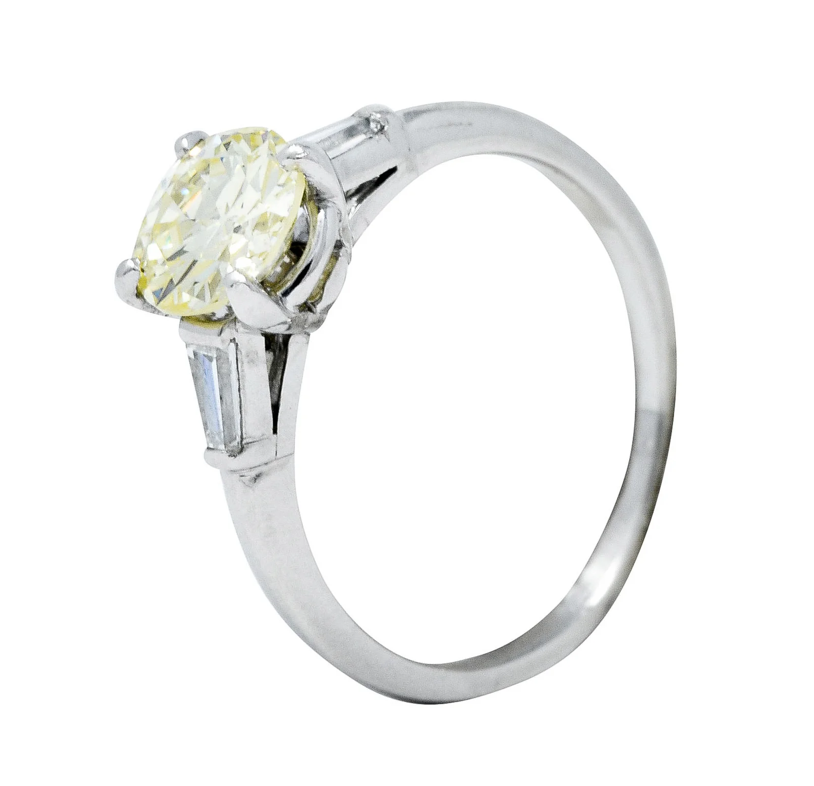 Mid-Century 1.27 CTW Diamond Platinum Three Stone Engagement Ring - Image 9