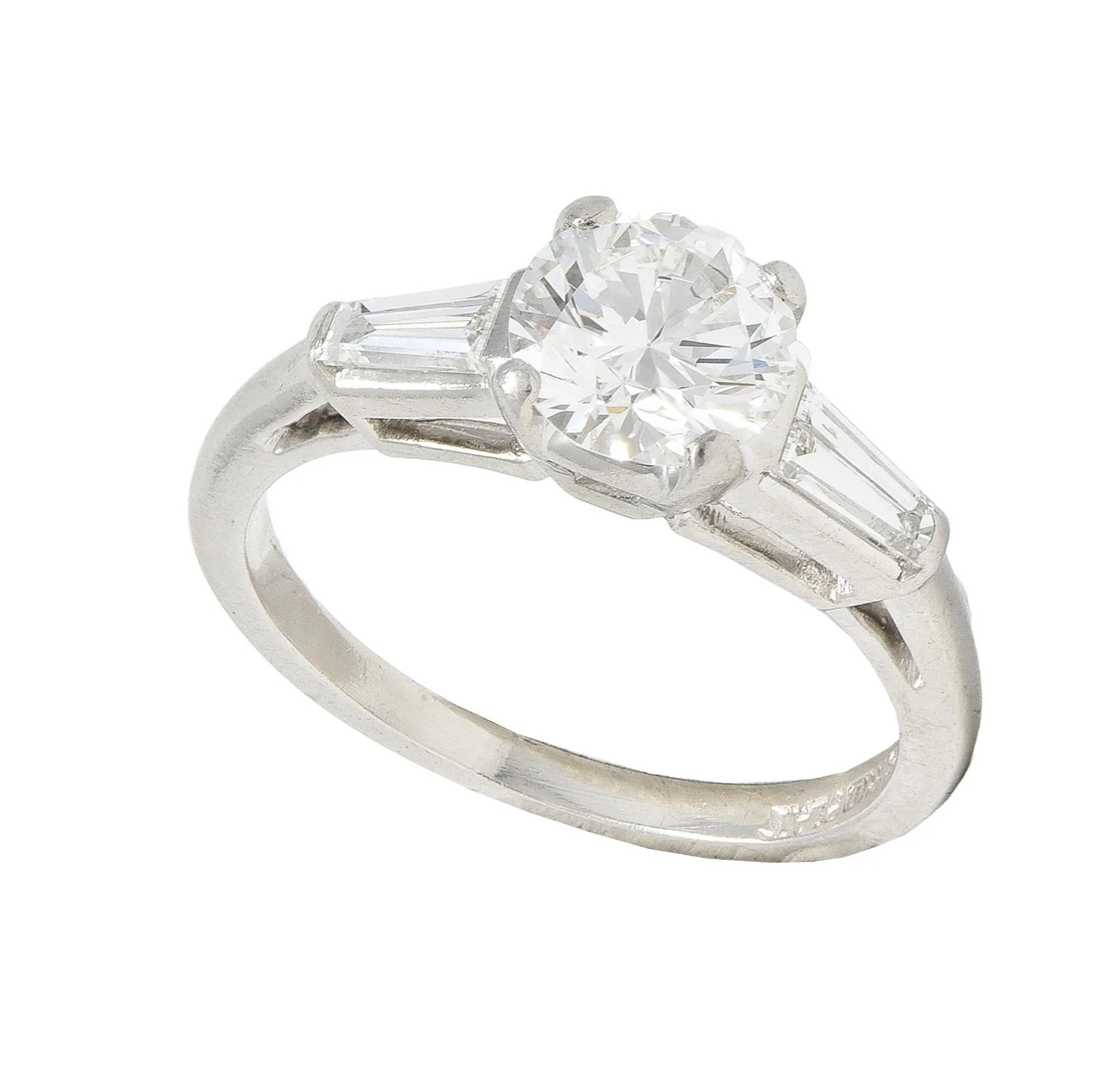 Mid-Century 1.36 CTW Transitional Diamond Platinum Vintage Engagement Ring - Image 10