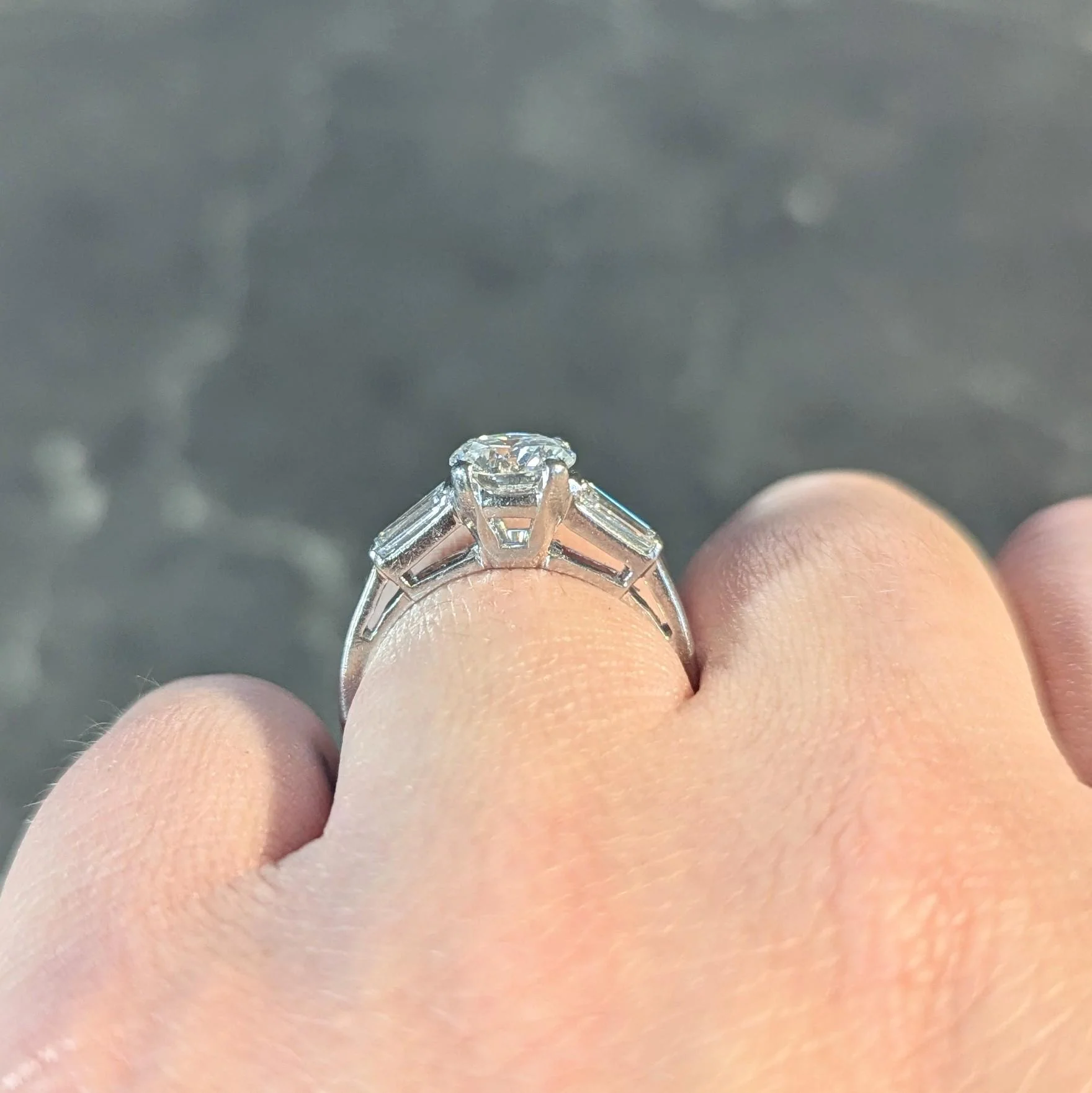 Mid-Century 1.36 CTW Transitional Diamond Platinum Vintage Engagement Ring - Image 13