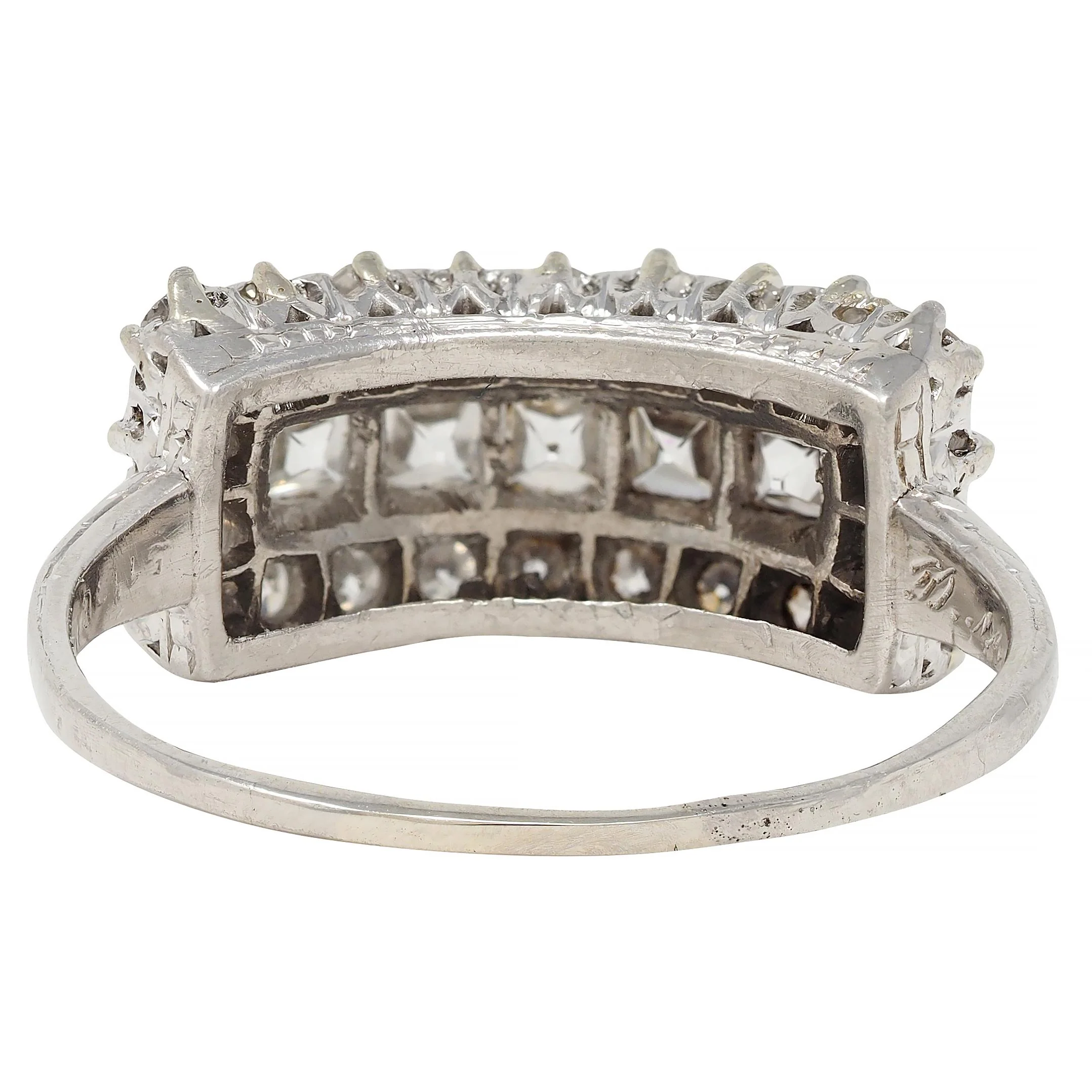 Mid-Century 1.41 CTW French Cut Diamond Platinum Vintage Band Ring - Image 4