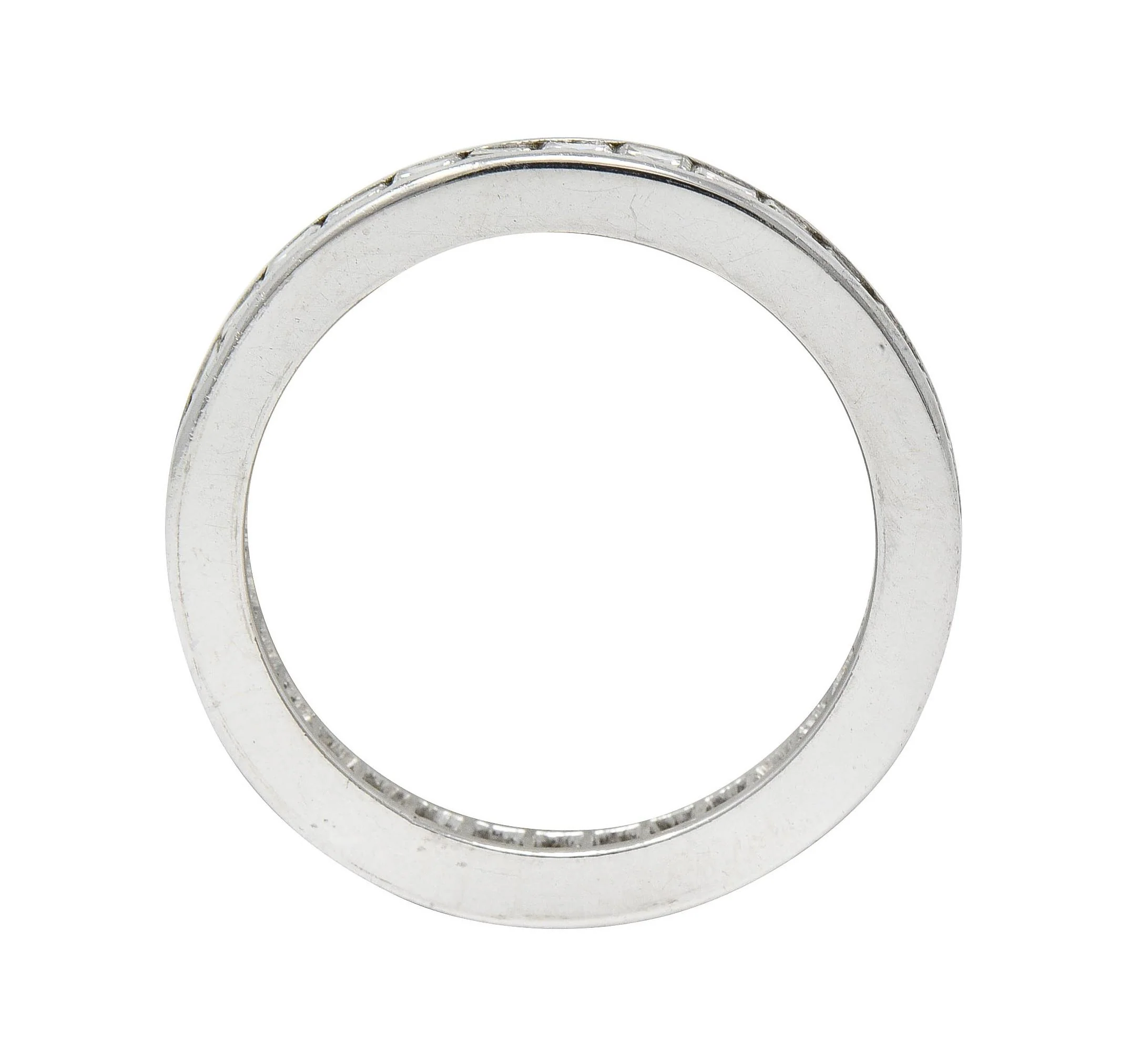 Mid-Century 1.48 Carats Square Step Cut Diamond Platinum Vintage Eternity Band Ring - Image 5