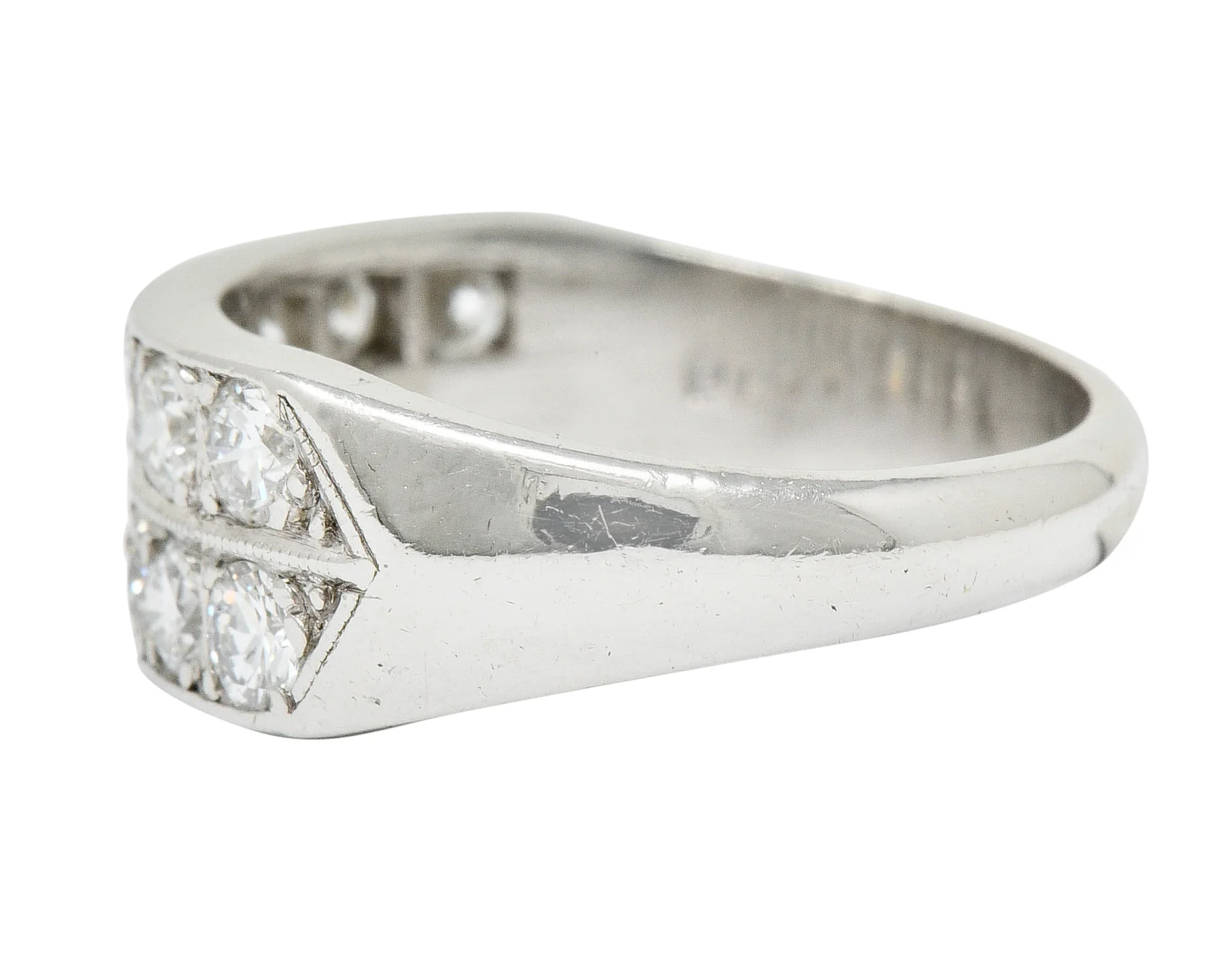Mid-Century 1.50 CTW Diamond Platinum Band Ring Circa 1950 - Image 5