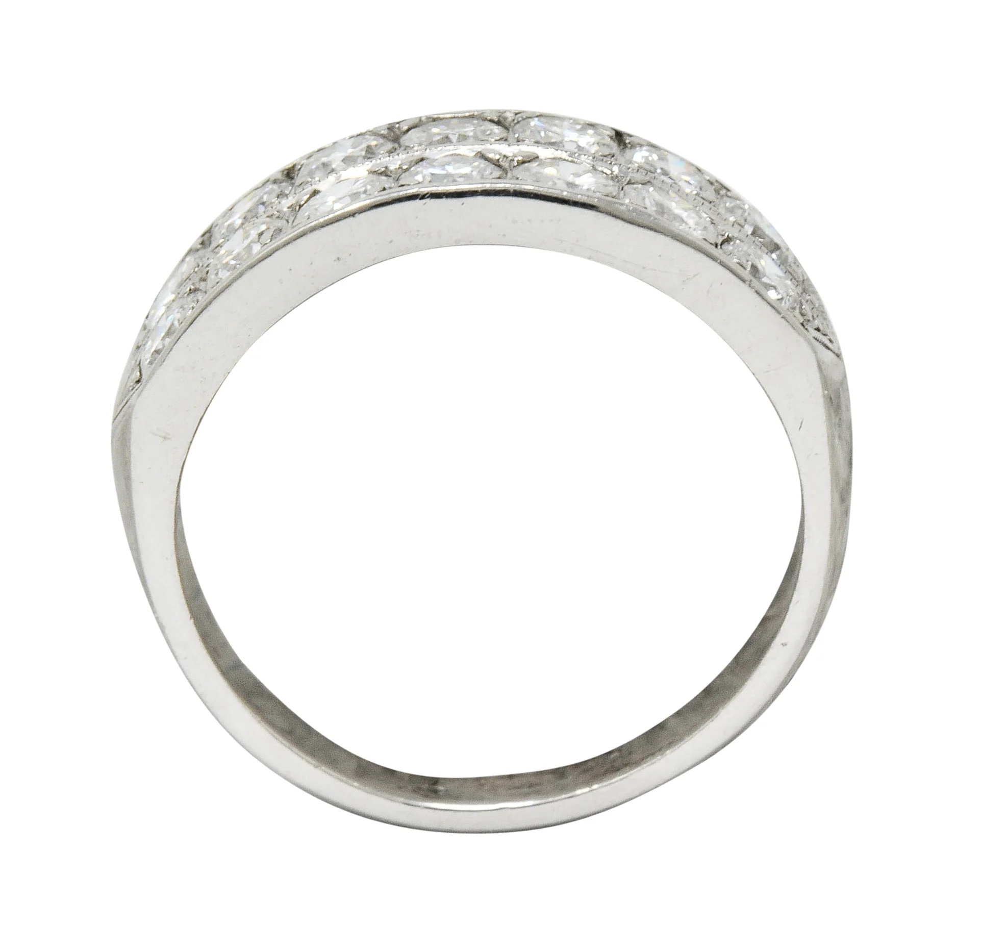 Mid-Century 1.50 CTW Diamond Platinum Band Ring Circa 1950 - Image 7