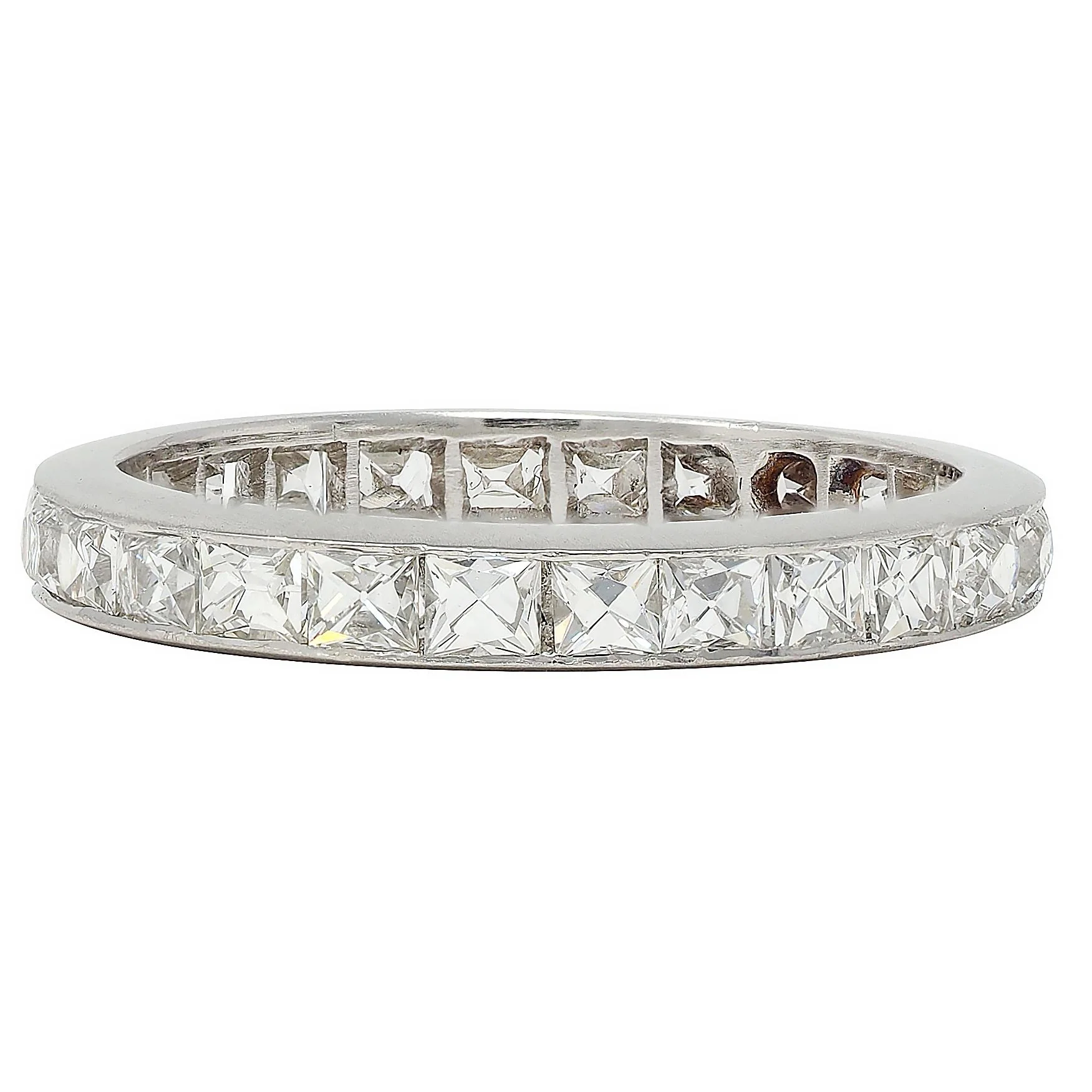 Mid-Century 1.50 CTW French Cut Diamond Platinum Vintage Eternity Wedding Band Ring - Image 3