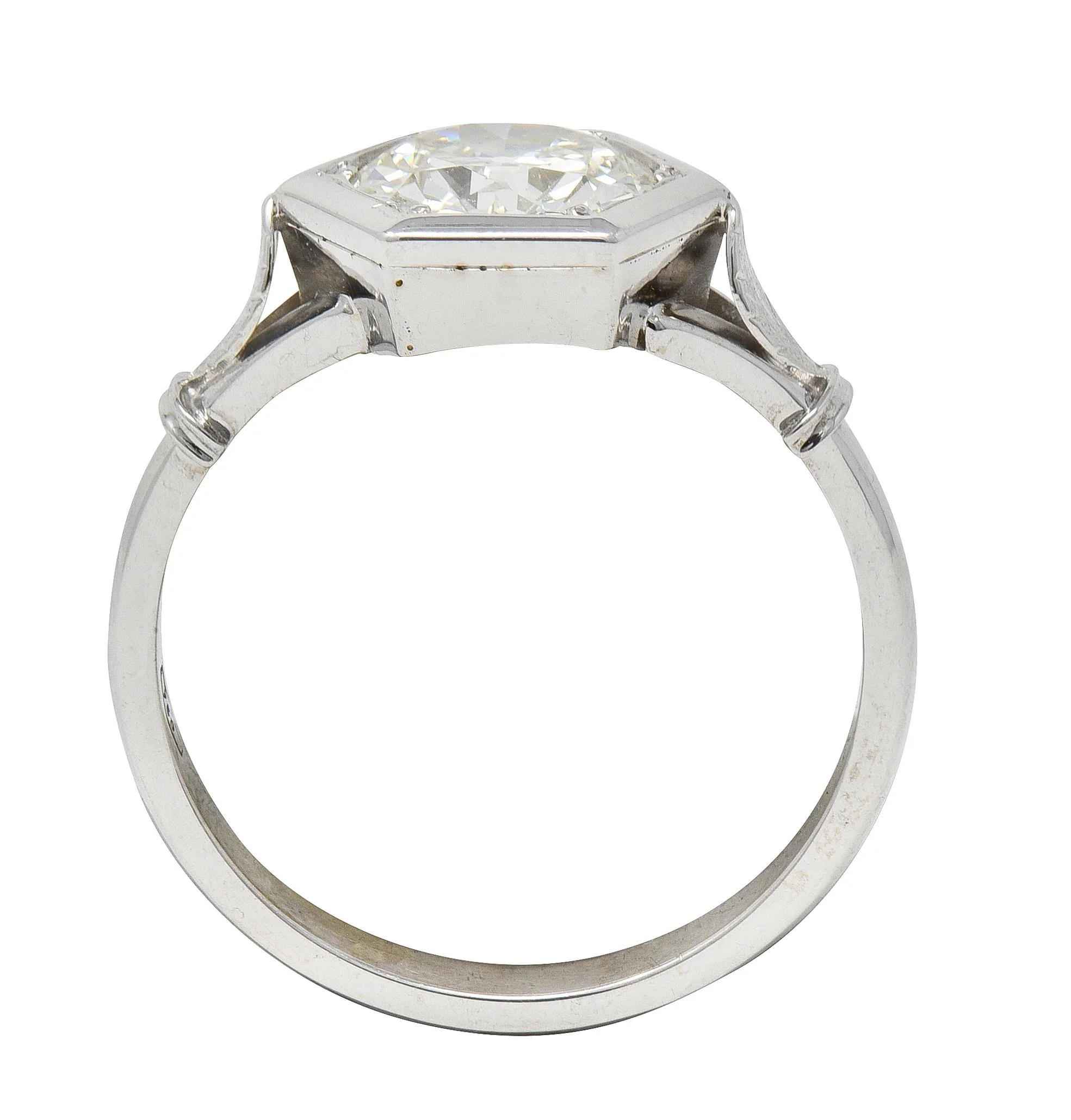Mid Century 1.50 CTW Old European Cut Diamond 18 Karat White Gold Vintage Hexagonal Solitaire Engagement Ring - Image 6