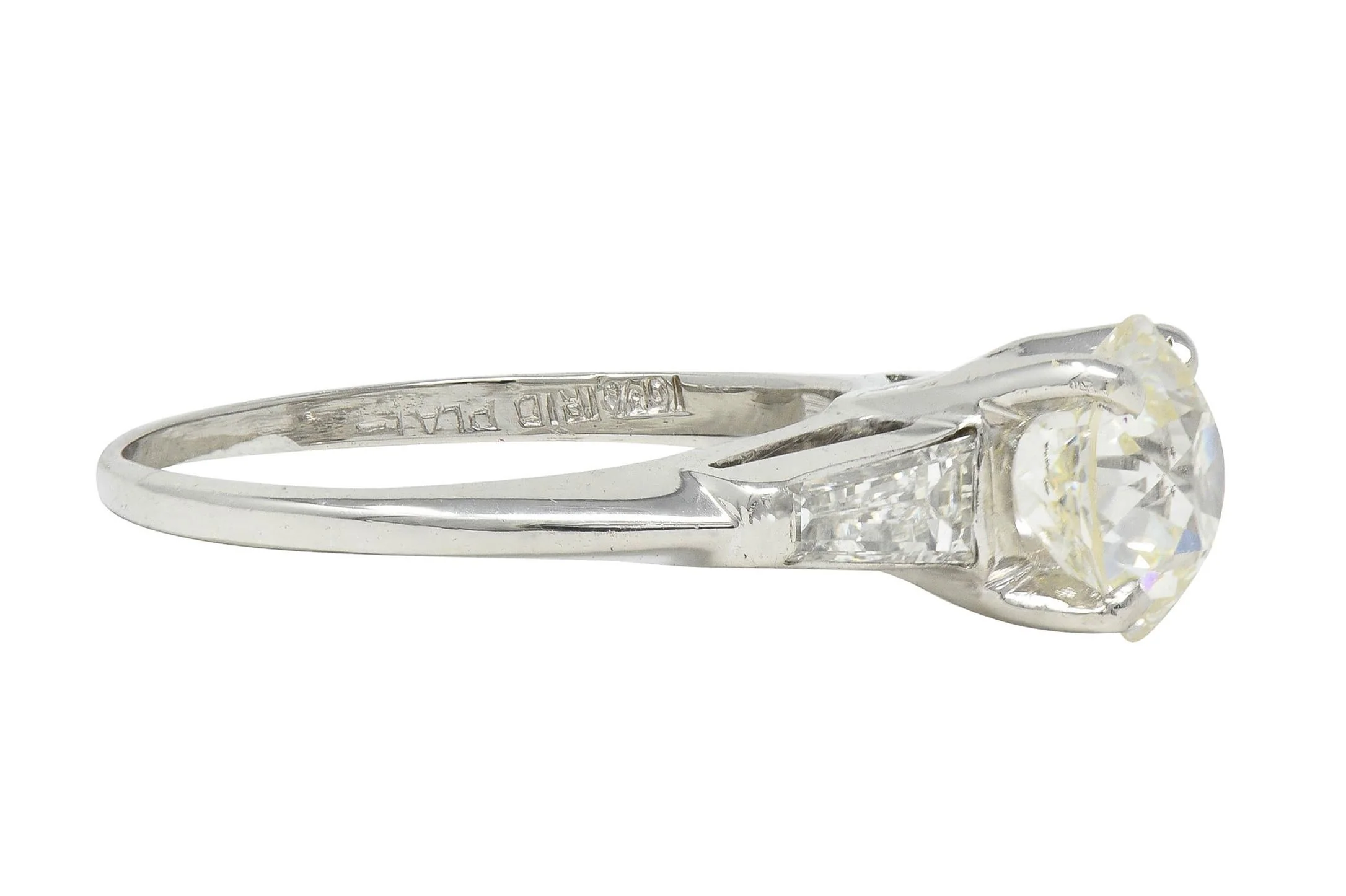 Mid-Century 1.50 CTW Old European Diamond Platinum Vintage Engagement Ring GIA - Image 3
