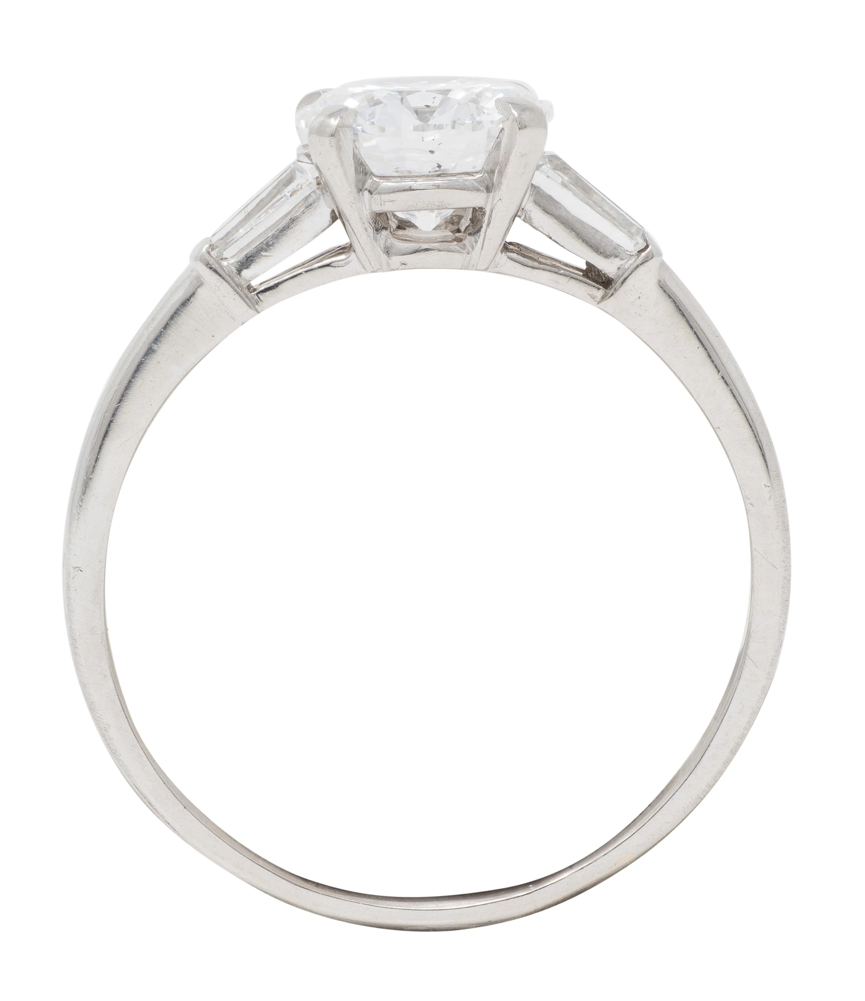 Mid-Century 1.57 CTW Diamond Platinum Vintage Engagement Ring GIA - Image 9