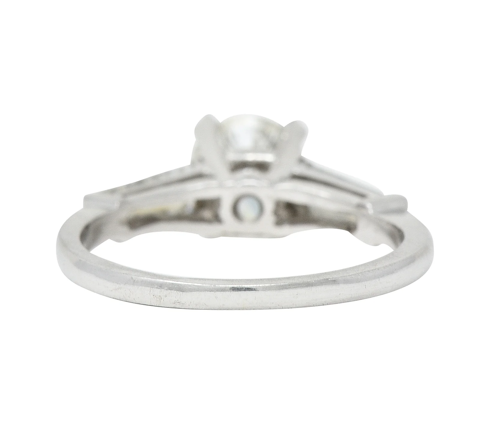 Mid-Century 1.61 CTW Old European Cut Diamond Platinum Three Stone Vintage Engagement Ring - Image 4
