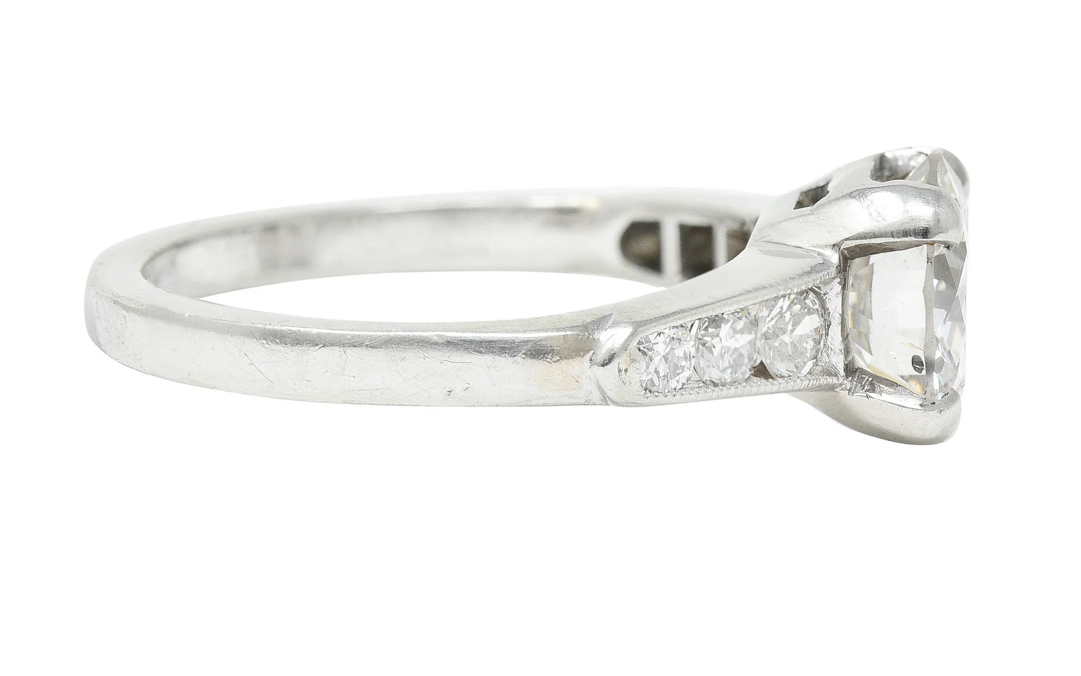 Mid-Century 1.65 CTW Diamond Platinum Engagement Ring - Image 3