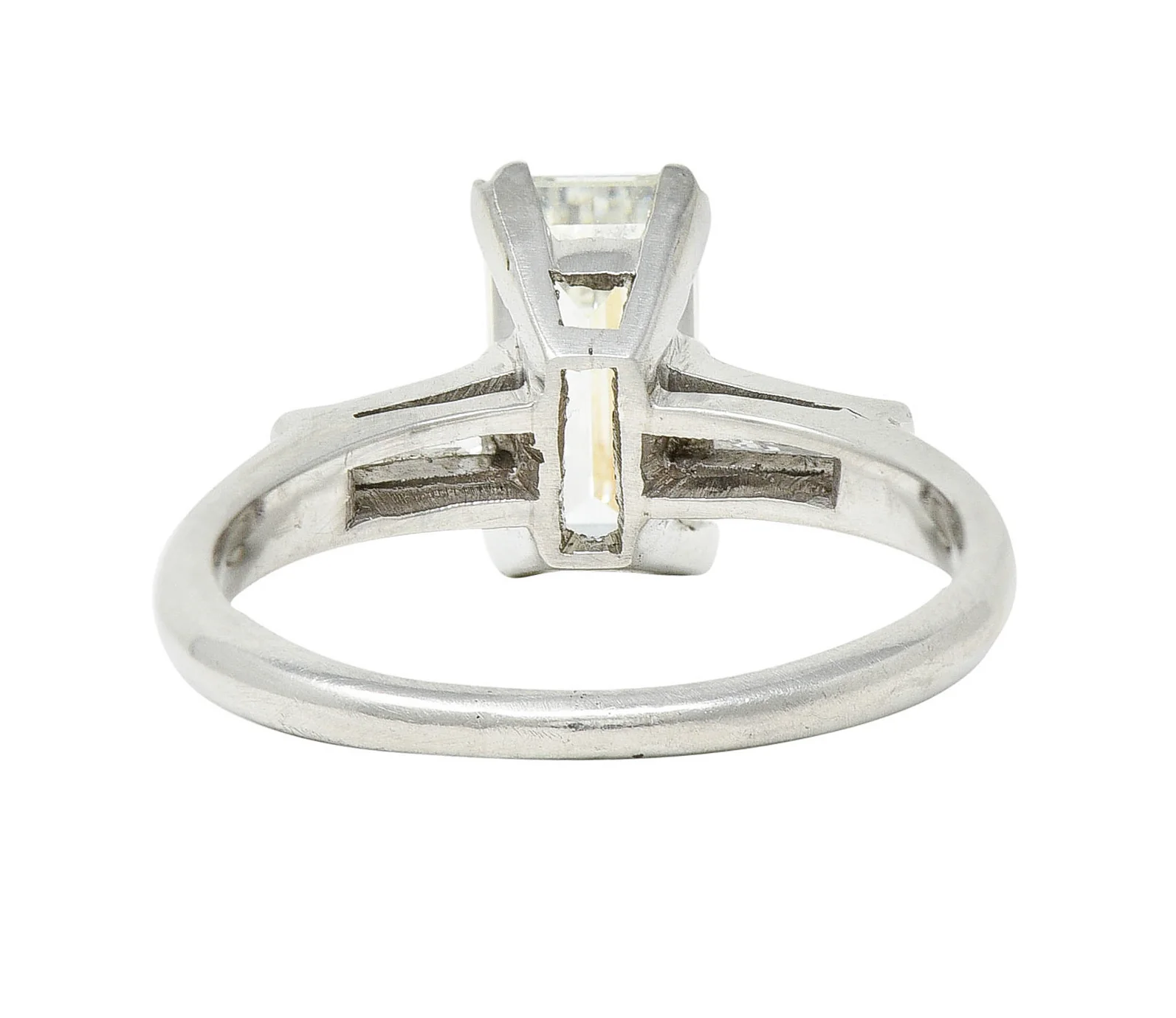 Mid-Century 1.72 CTW Emerald Cut Diamond Platinum Engagement Ring - Image 4