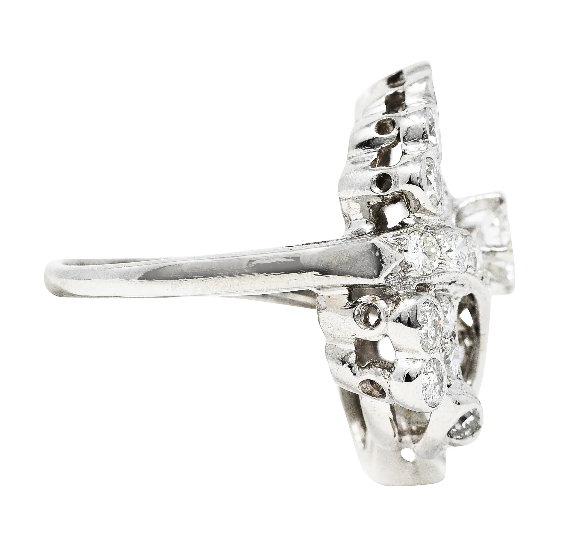 Mid-Century 1.82 CTW Diamond Platinum Cocktail Ring - Image 3