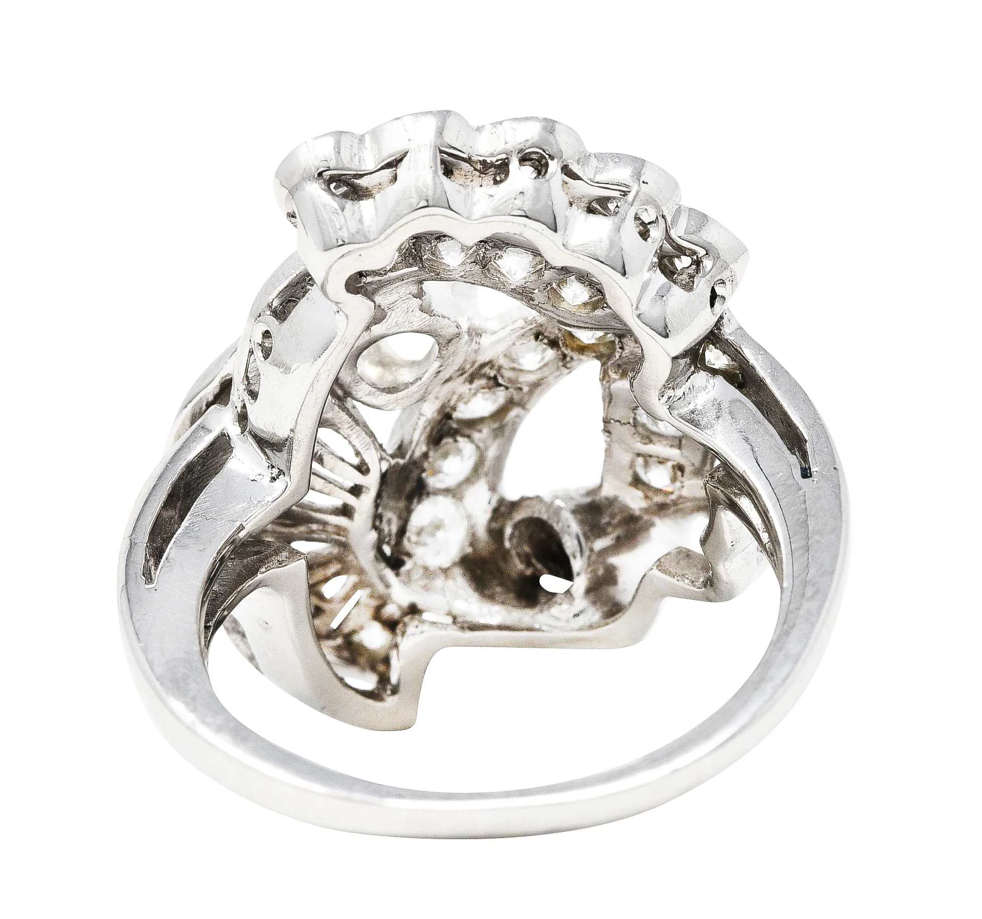 Mid-Century 1.82 CTW Diamond Platinum Cocktail Ring - Image 4