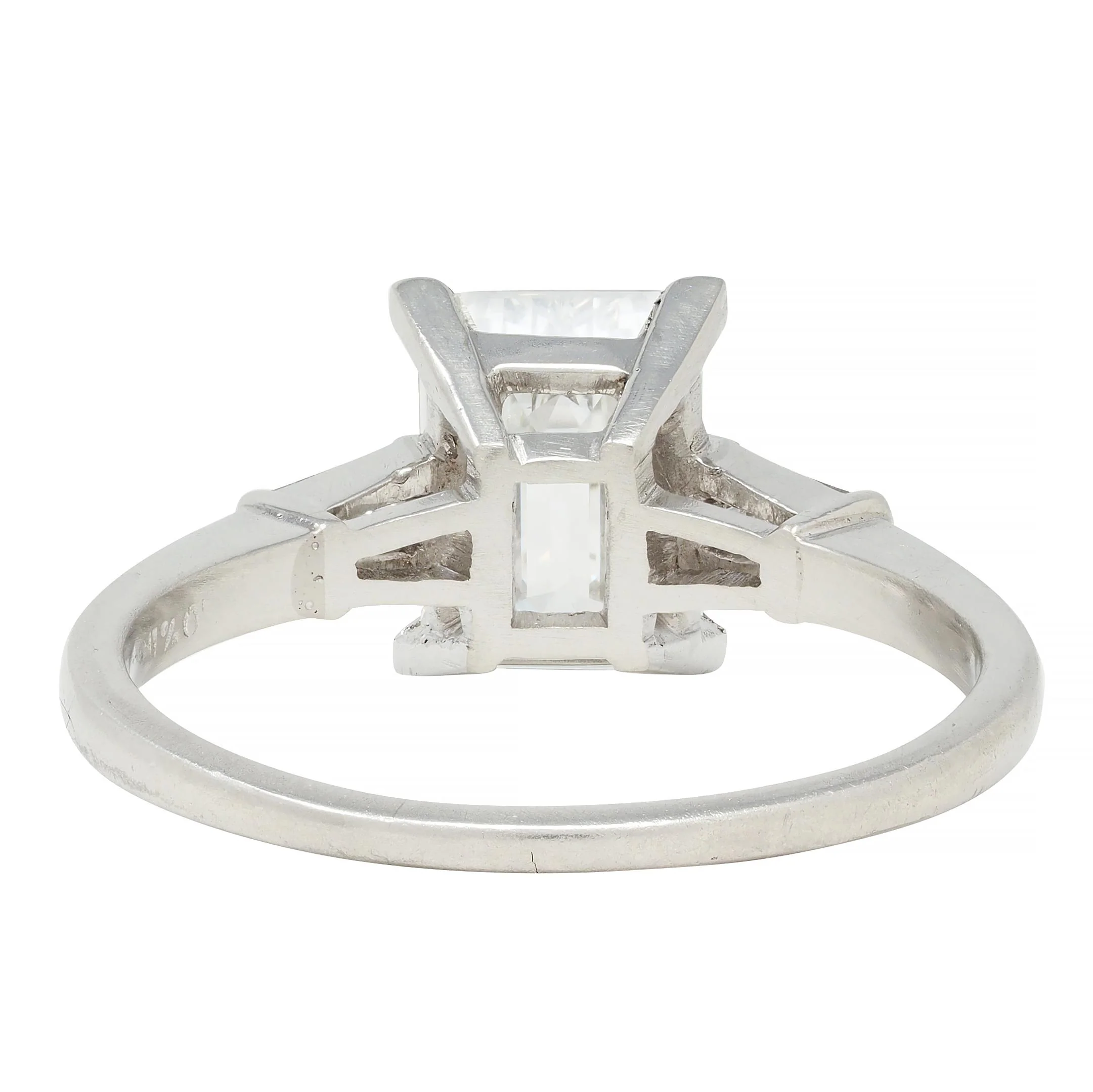 Mid-Century 1.93 CTW Emerald Cut Diamond Platinum Vintage Engagement Ring GIA - Image 5