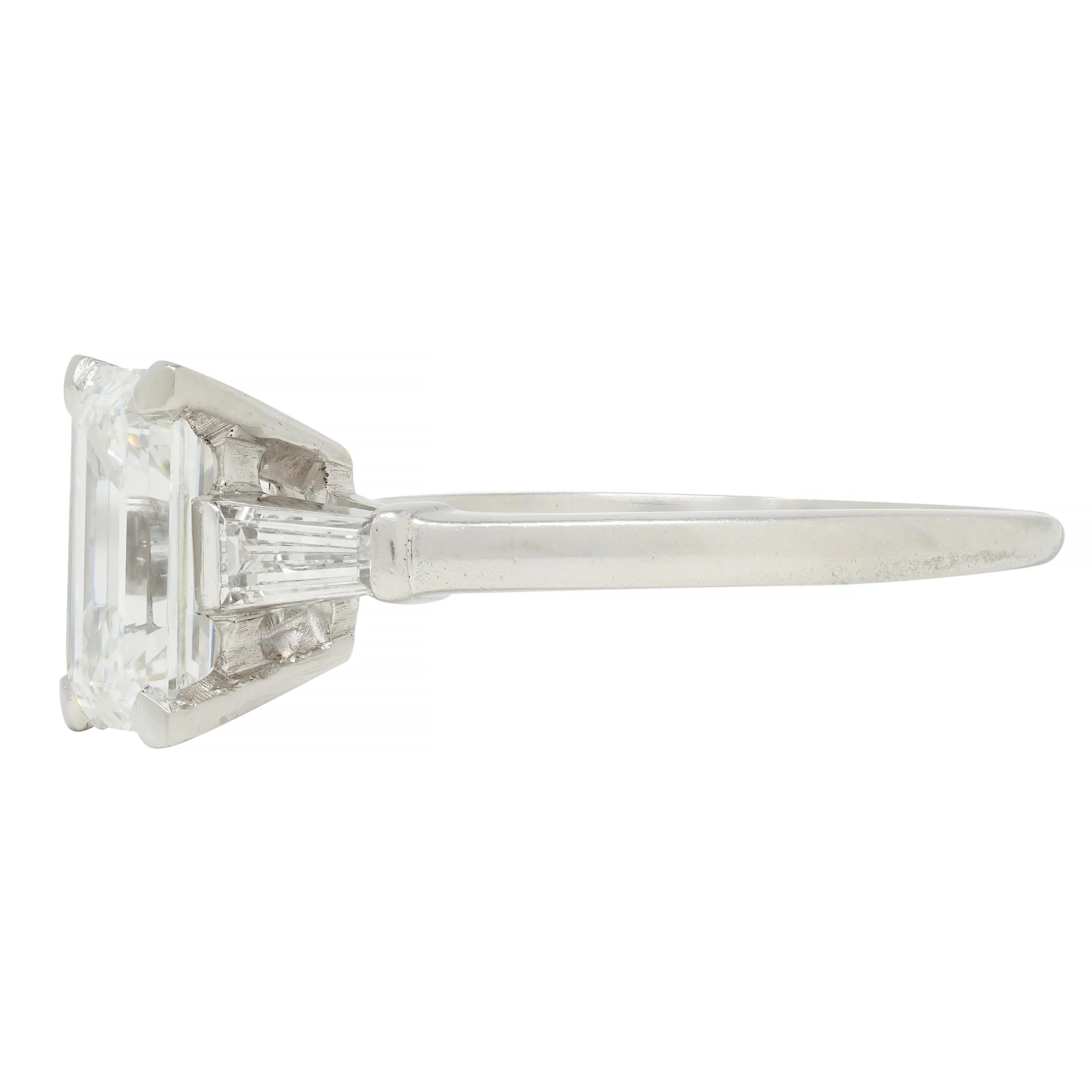 Mid-Century 1.93 CTW Emerald Cut Diamond Platinum Vintage Engagement Ring GIA - Image 6