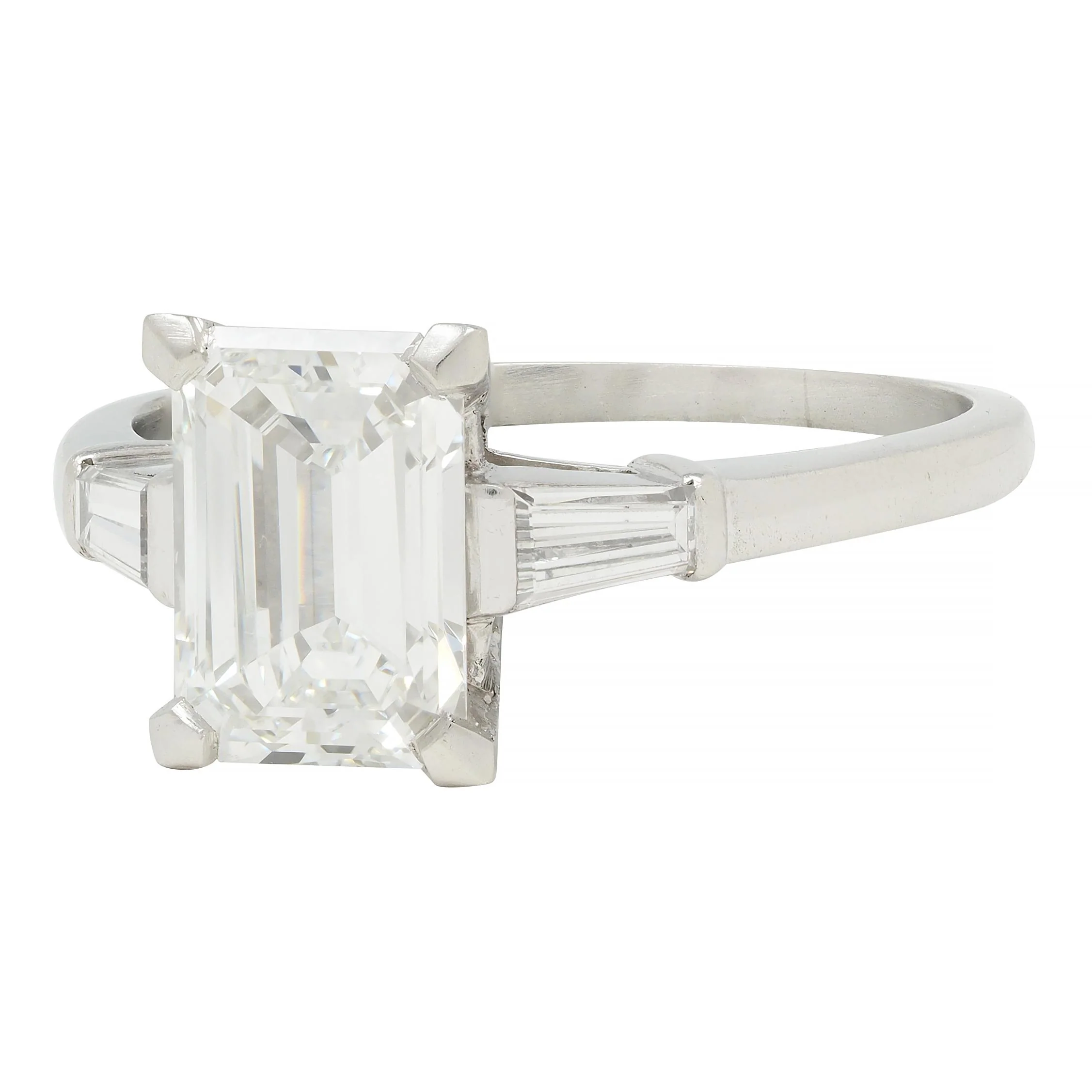 Mid-Century 1.93 CTW Emerald Cut Diamond Platinum Vintage Engagement Ring GIA - Image 7