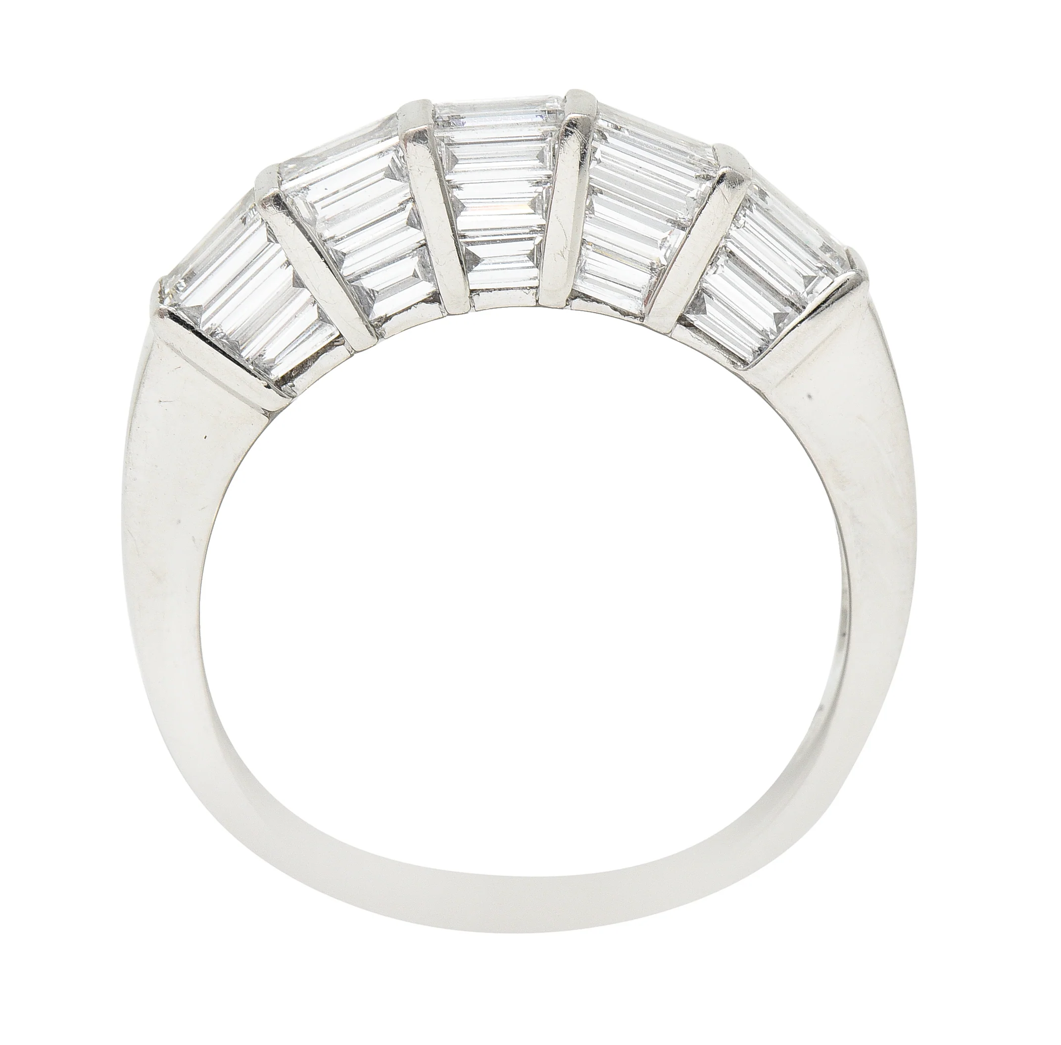 Mid-Century 2.00 CTW Baguette Cut Diamond Platinum Vintage Band Ring