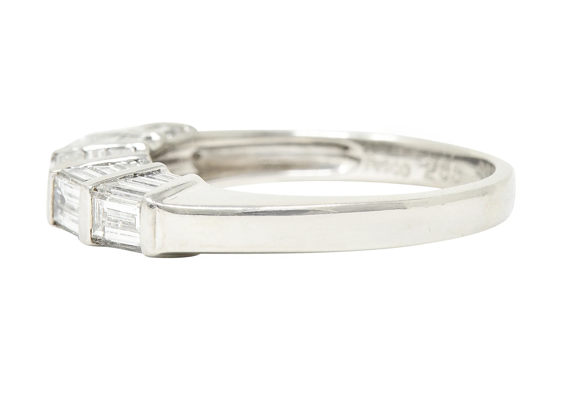 Mid-Century 2.00 CTW Baguette Cut Diamond Platinum Vintage Band Ring - Image 6