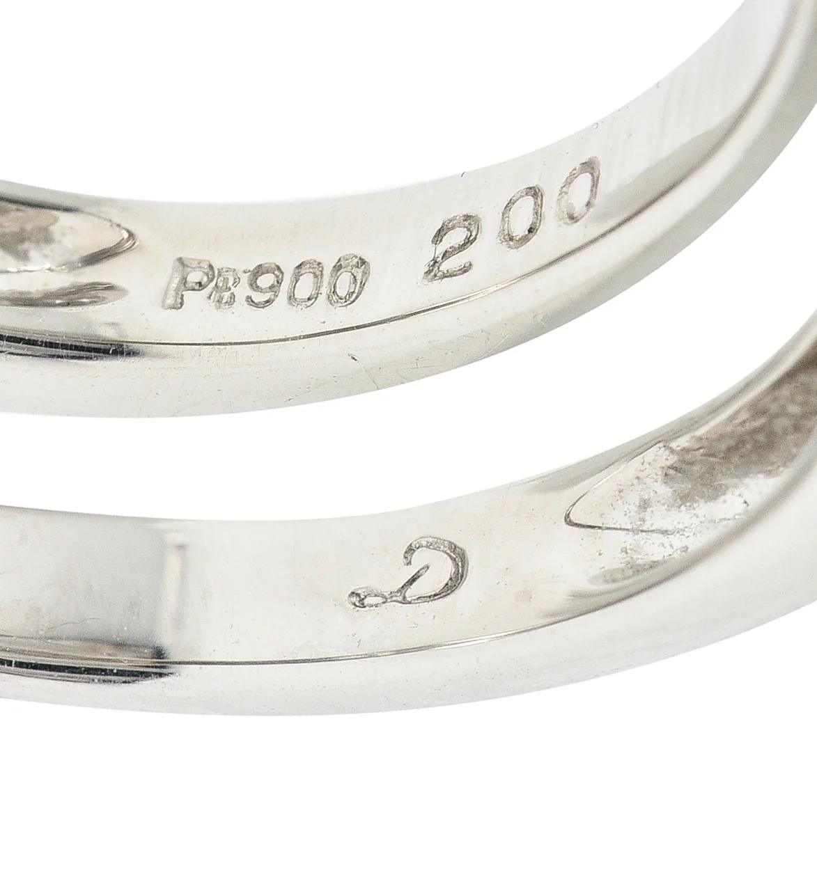 Mid-Century 2.00 CTW Baguette Cut Diamond Platinum Vintage Band Ring - Image 8