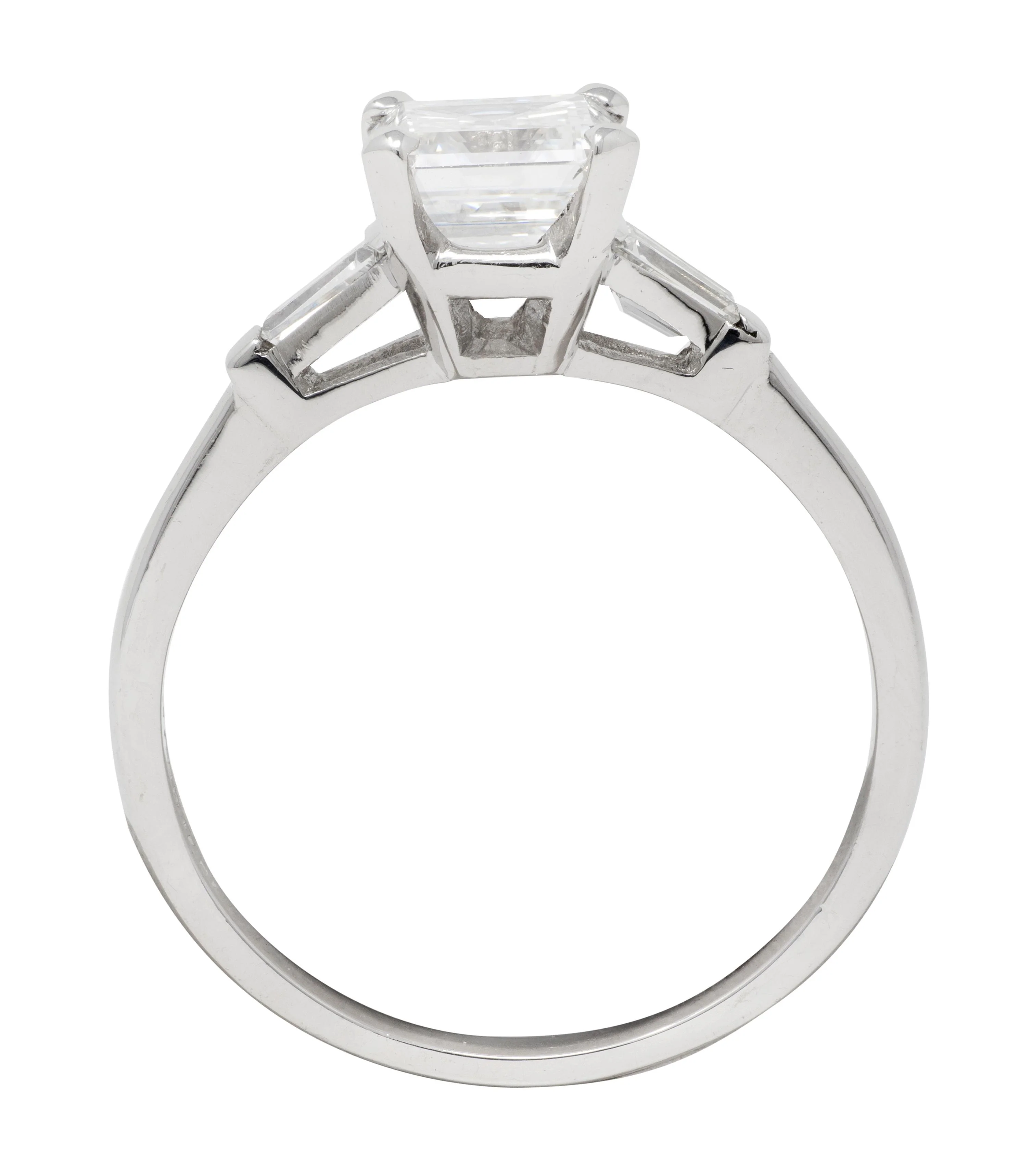 Mid-Century 2.02 CTW Emerald Cut Diamond Platinum Cathedral Vintage Engagement Ring GIA - Image 9