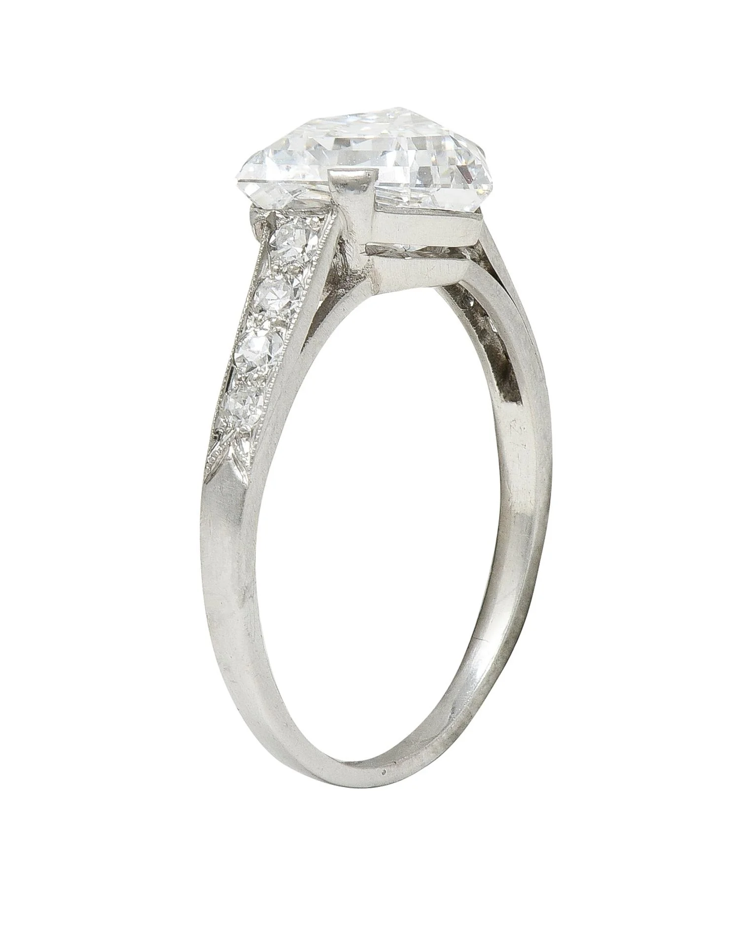 Mid-Century 2.13 CTW Fancy Kite Cut Diamond Platinum Vintage Engagement Ring GIA - Image 11