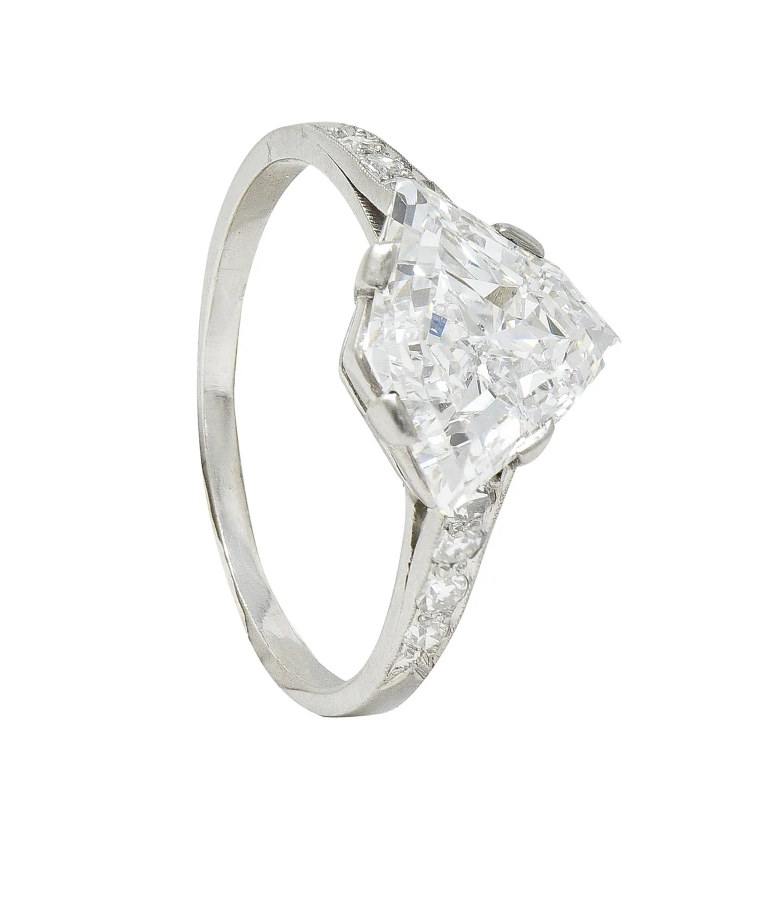 Mid-Century 2.13 CTW Fancy Kite Cut Diamond Platinum Vintage Engagement Ring GIA - Image 12