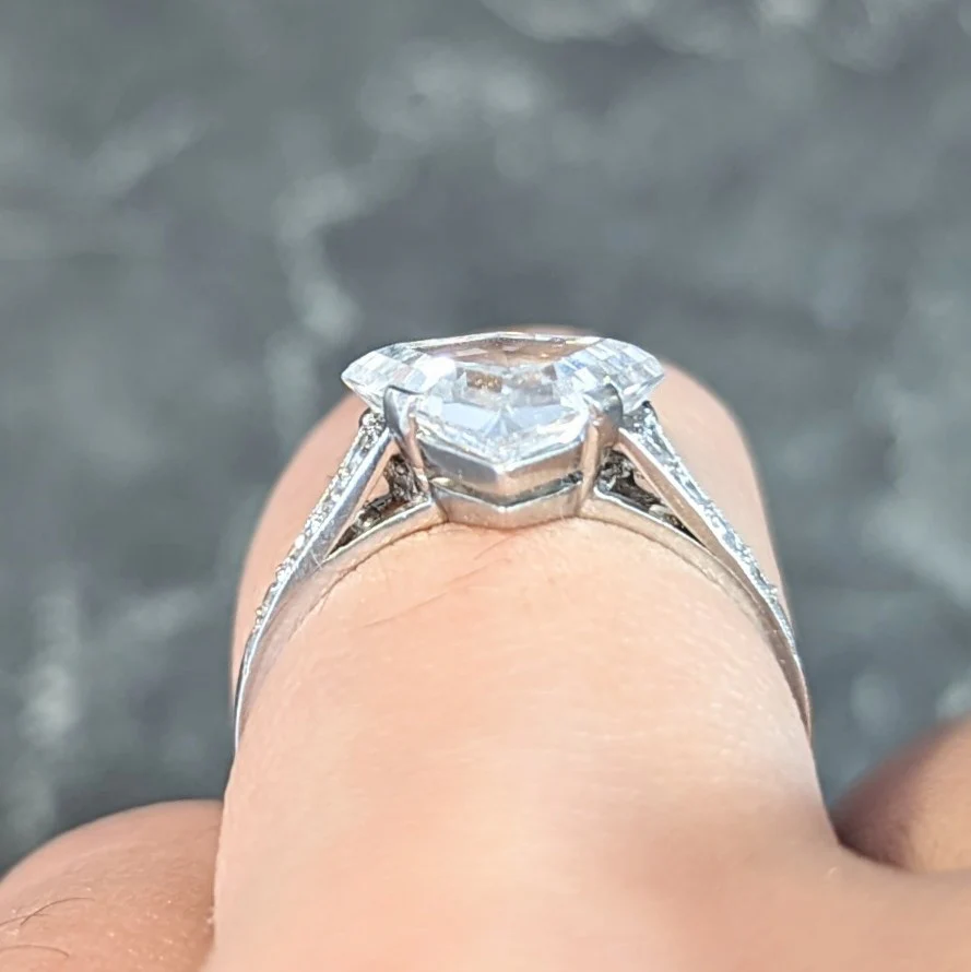 Mid-Century 2.13 CTW Fancy Kite Cut Diamond Platinum Vintage Engagement Ring GIA - Image 15