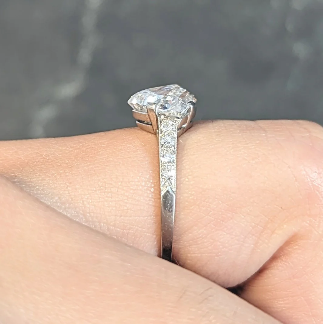 Mid-Century 2.13 CTW Fancy Kite Cut Diamond Platinum Vintage Engagement Ring GIA - Image 16