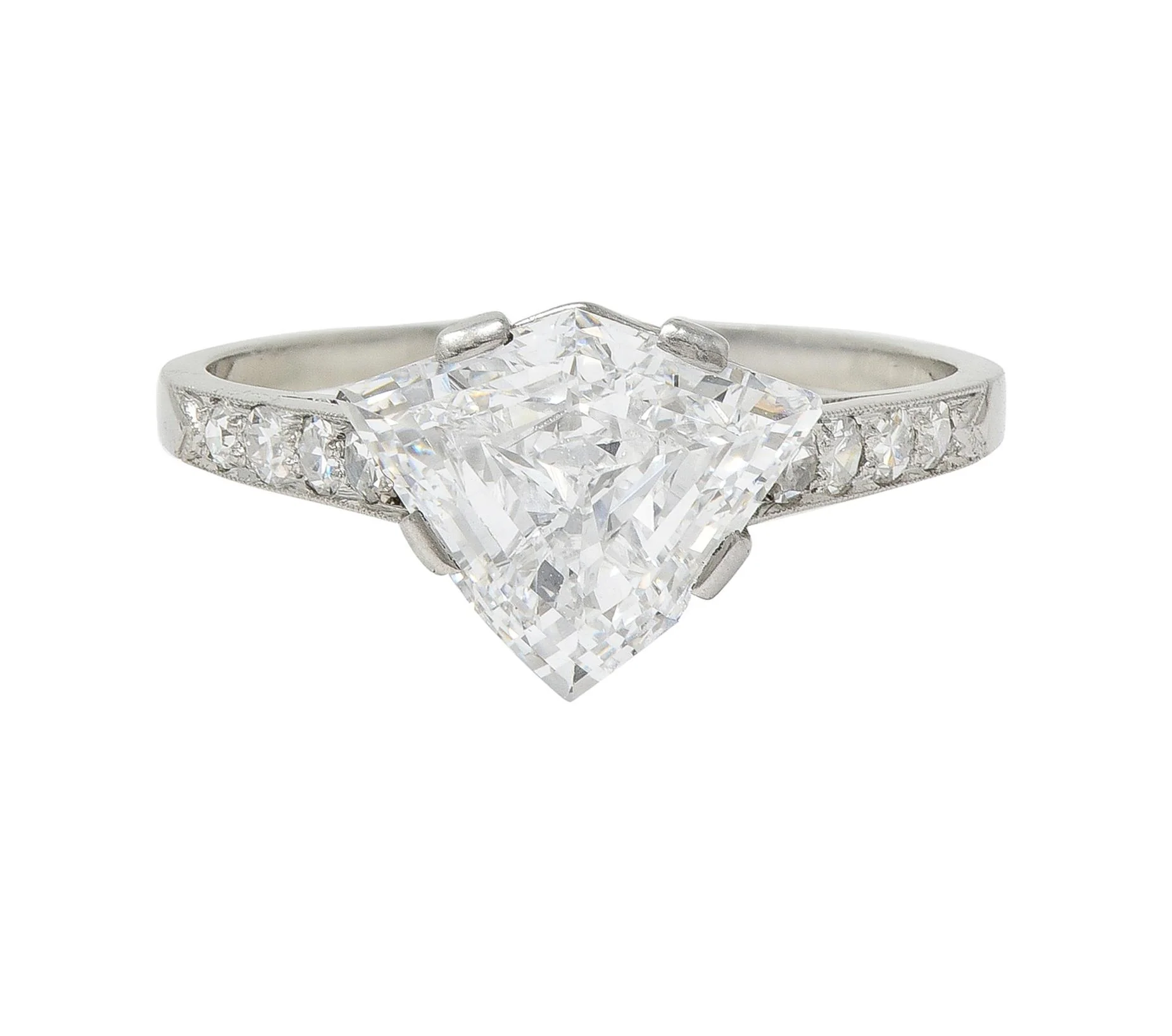 Mid-Century 2.13 CTW Fancy Kite Cut Diamond Platinum Vintage Engagement Ring GIA - Image 2