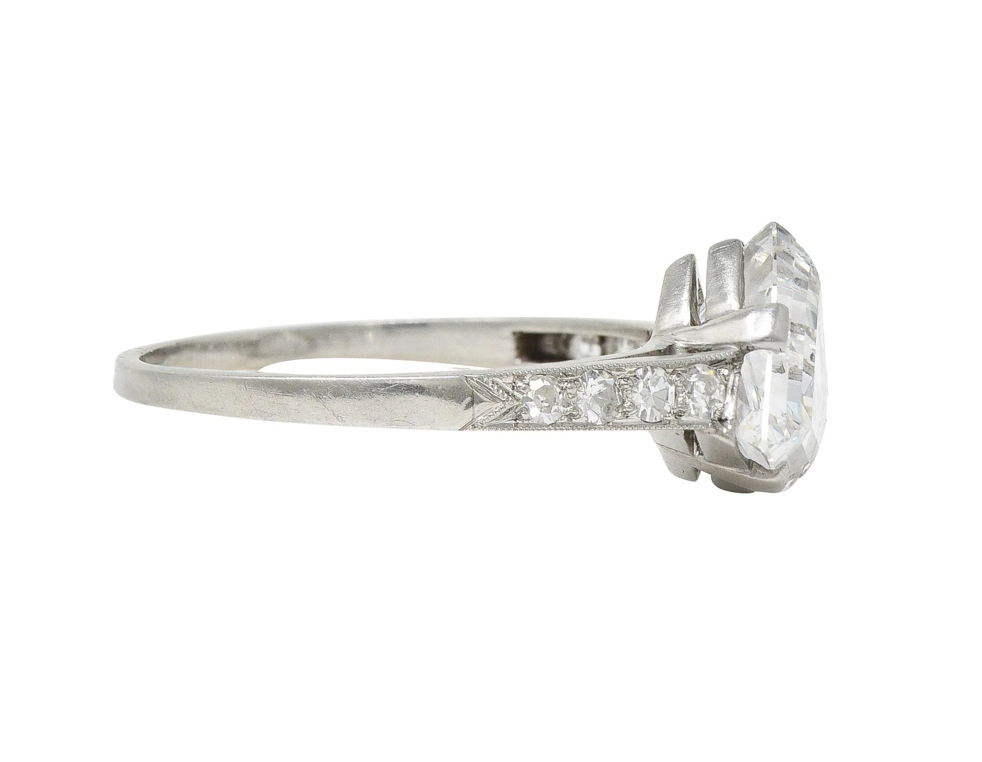 Mid-Century 2.13 CTW Fancy Kite Cut Diamond Platinum Vintage Engagement Ring GIA - Image 4