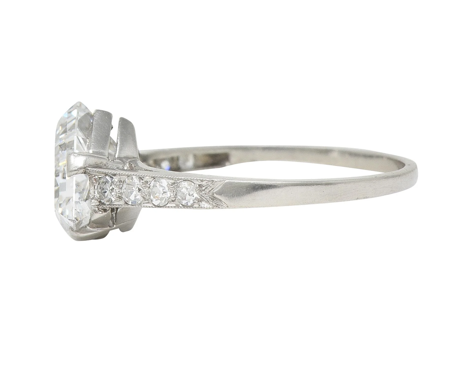 Mid-Century 2.13 CTW Fancy Kite Cut Diamond Platinum Vintage Engagement Ring GIA - Image 6