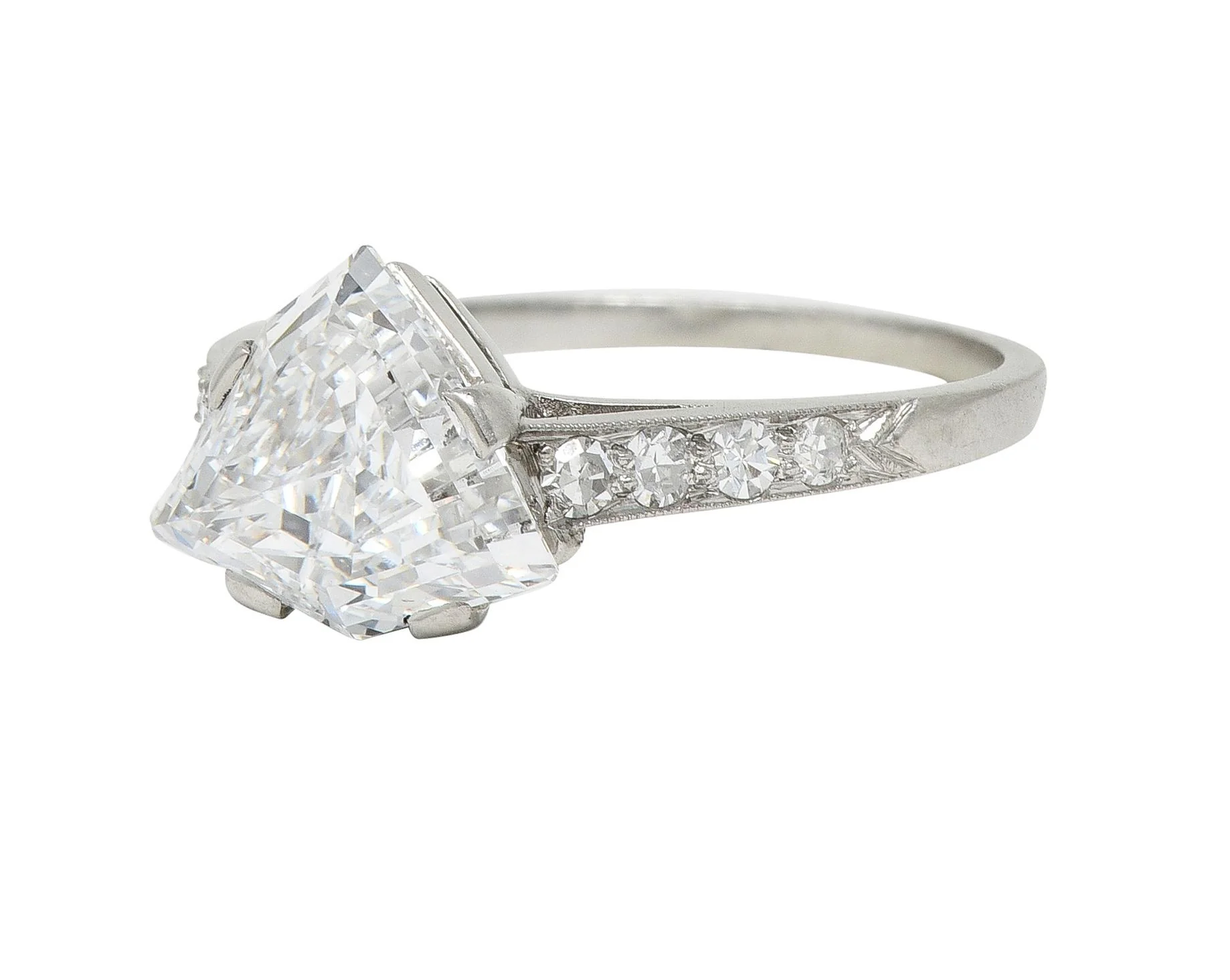 Mid-Century 2.13 CTW Fancy Kite Cut Diamond Platinum Vintage Engagement Ring GIA - Image 7