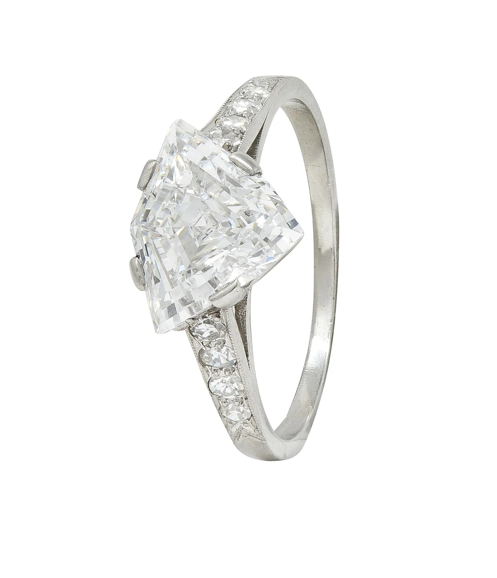 Mid-Century 2.13 CTW Fancy Kite Cut Diamond Platinum Vintage Engagement Ring GIA - Image 8
