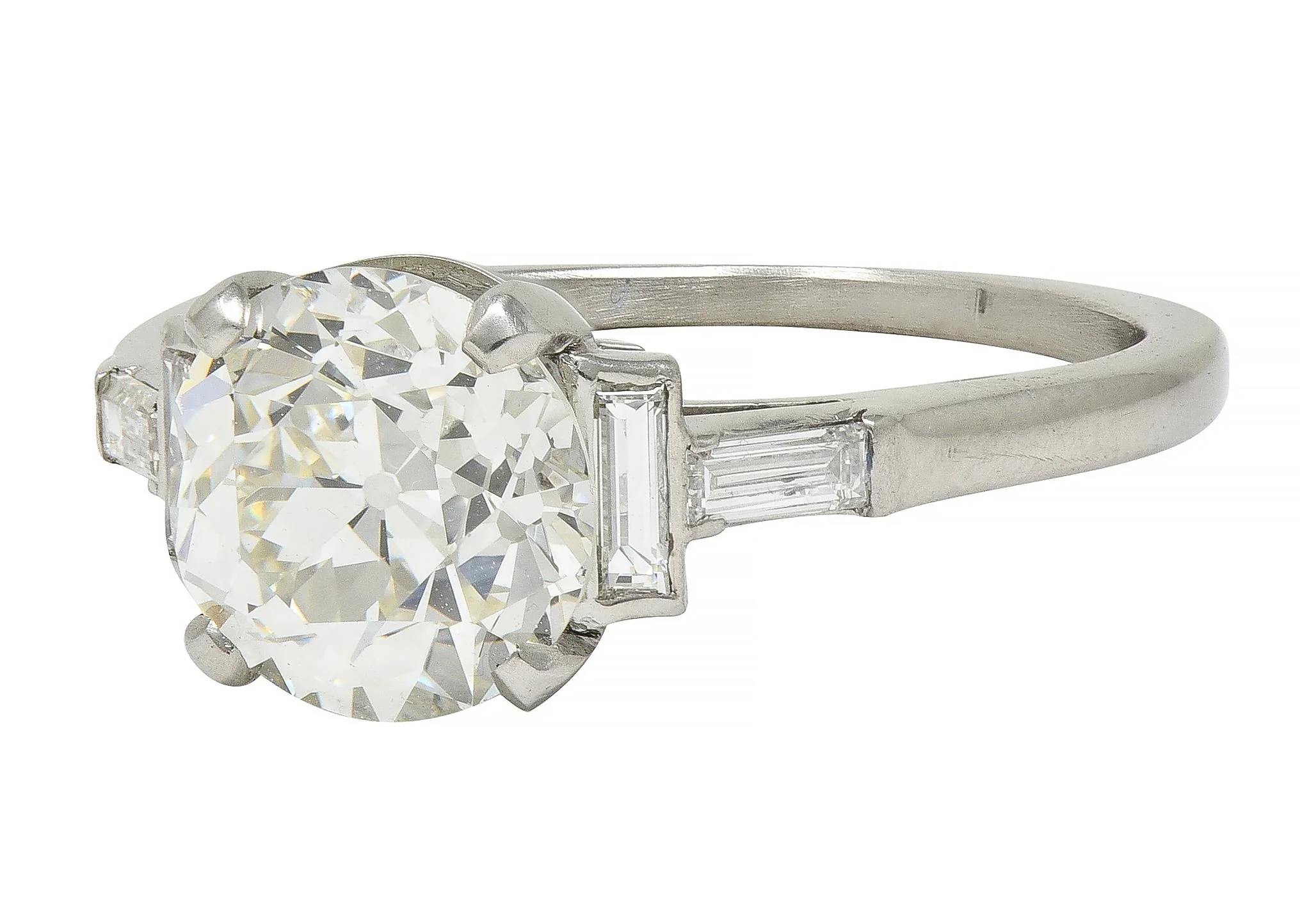 Mid-Century 2.25 CTW Old European Cut Diamond Platinum Five Stone Vintage Engagement Ring GIA - Image 6