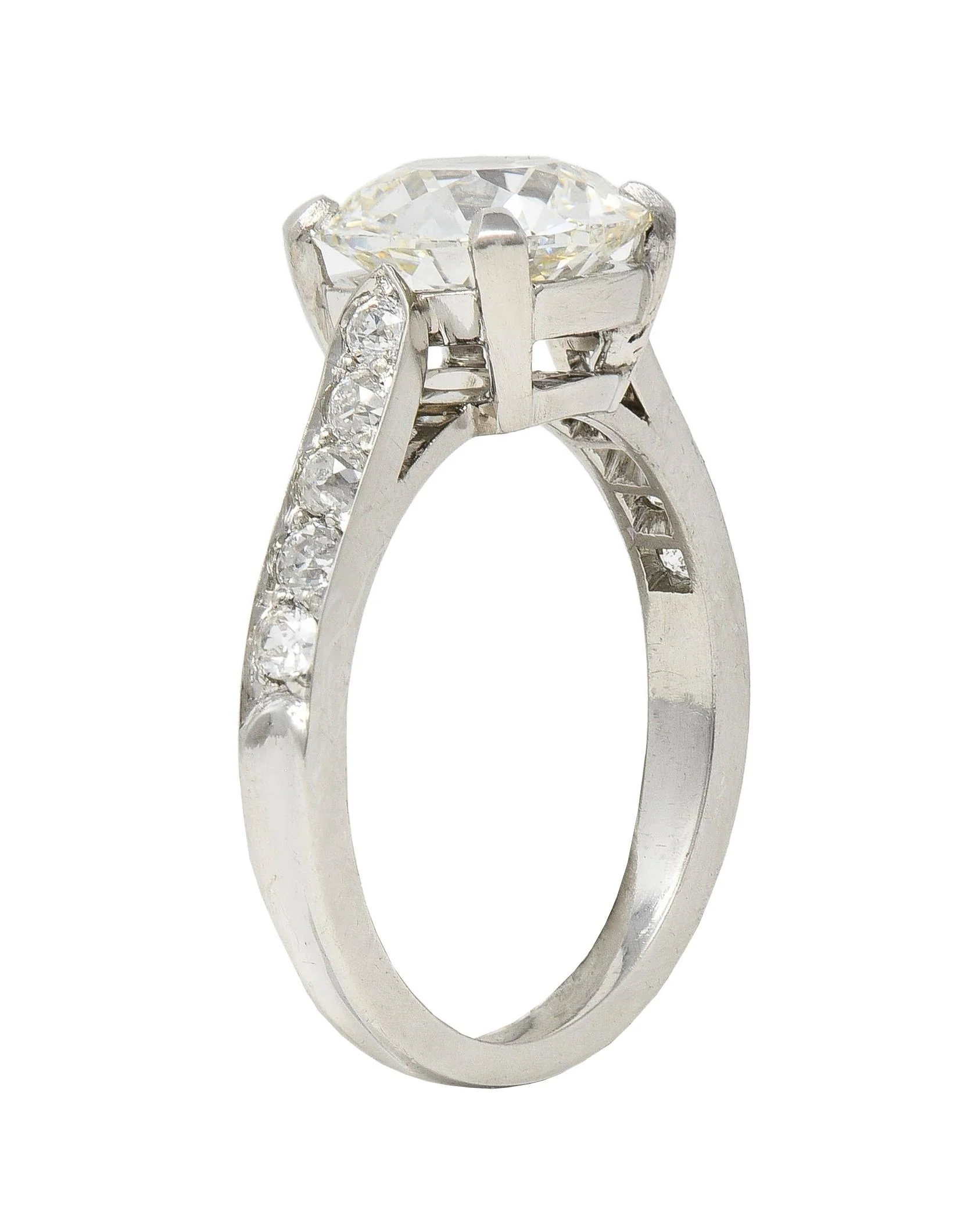 Mid-Century 2.33 CTW Old Mine Diamond Platinum Vintage Engagement Ring GIA - Image 3