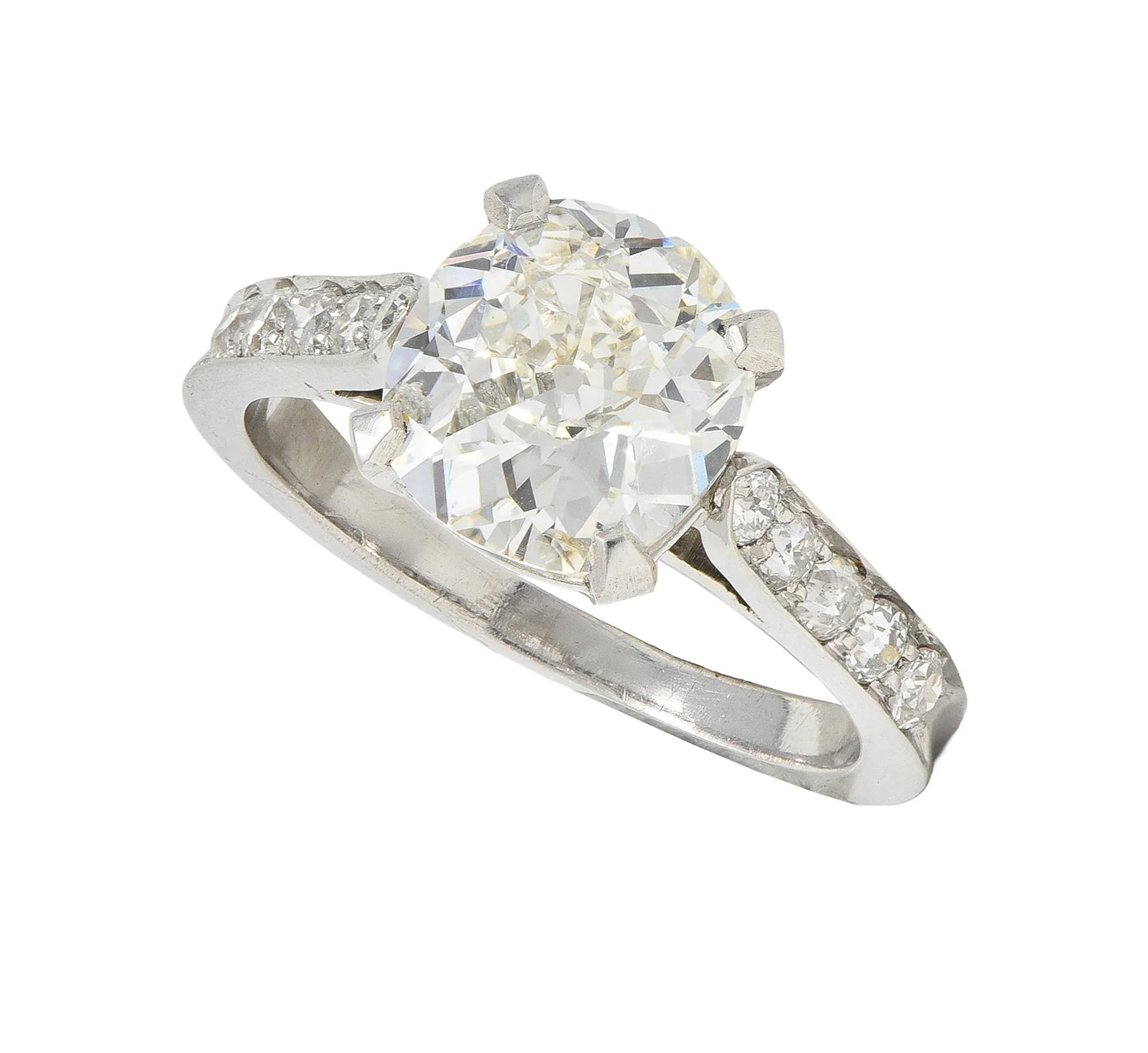 Mid-Century 2.33 CTW Old Mine Diamond Platinum Vintage Engagement Ring GIA - Image 9