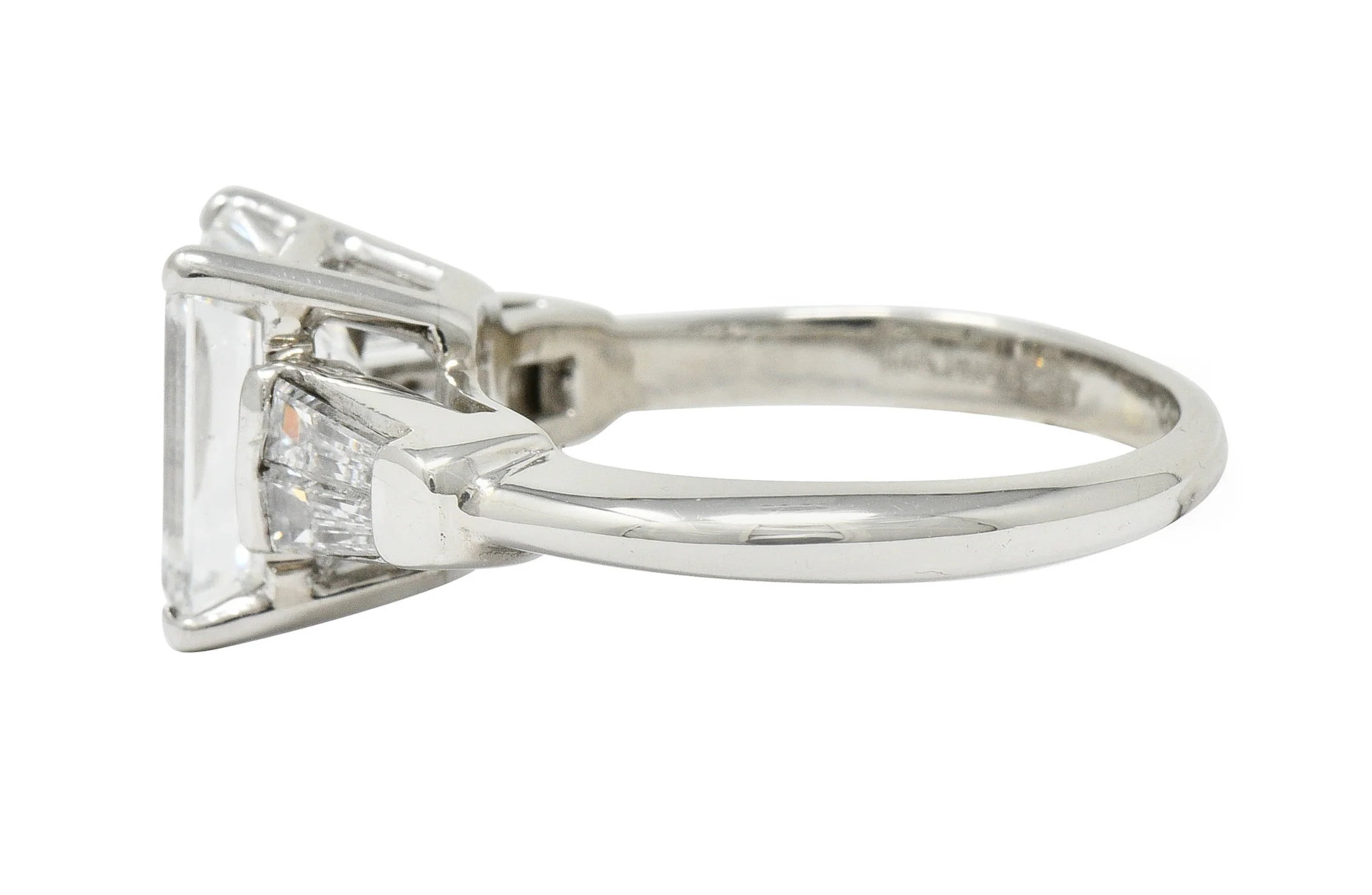 Mid-Century 2.47 CTW Emerald Cut Diamond Platinum Engagement Ring GIA - Image 5