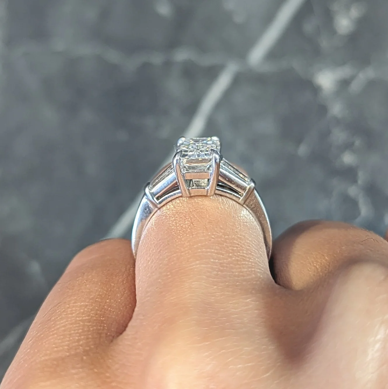 Mid-Century 2.56 CTW Emerald Cut Diamond Platinum Vintage Three Stone Engagement Ring GIA - Image 13