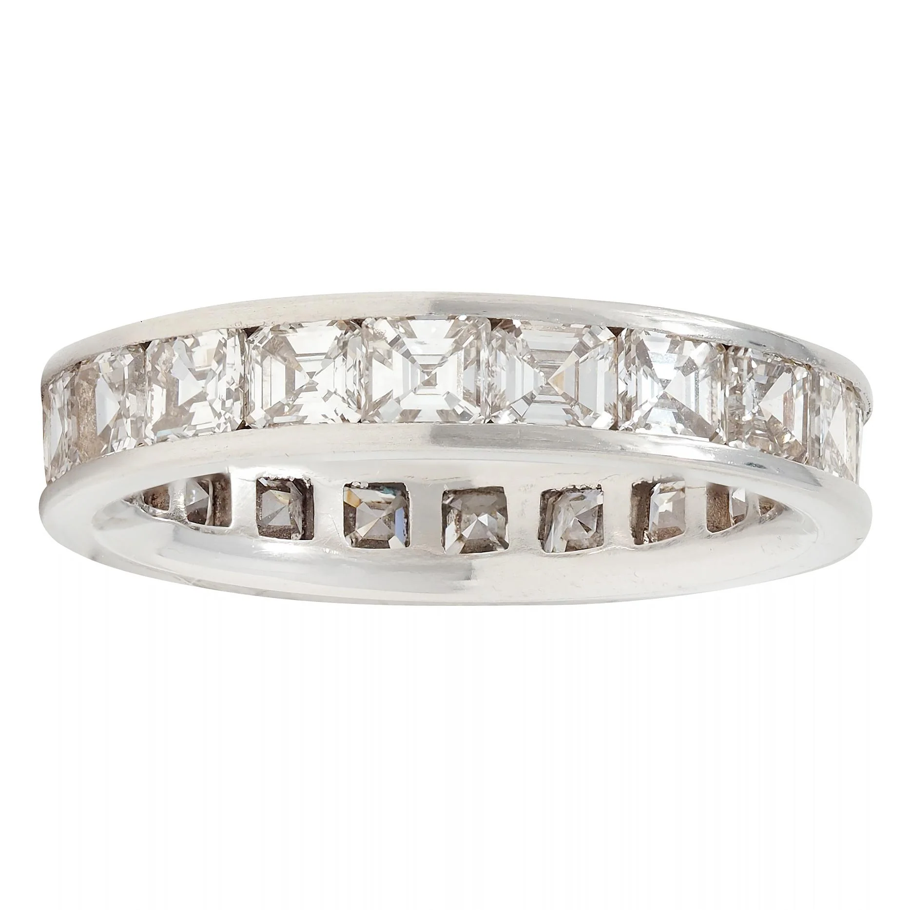 Mid-Century 3.00 CTW Emerald Cut Diamond Platinum Vintage Eternity Band Ring - Image 4