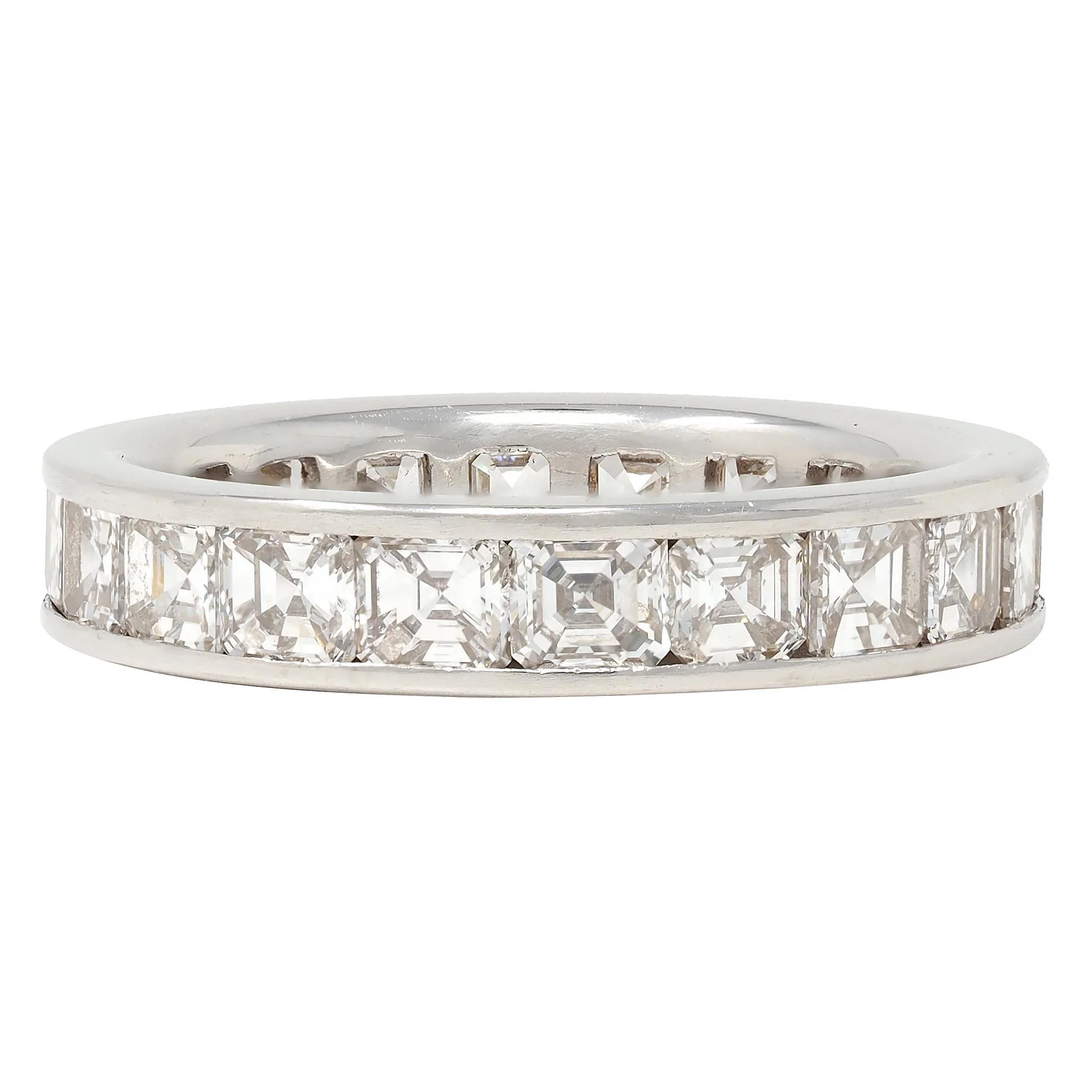 Mid-Century 3.00 CTW Emerald Cut Diamond Platinum Vintage Eternity Band Ring - Image 6