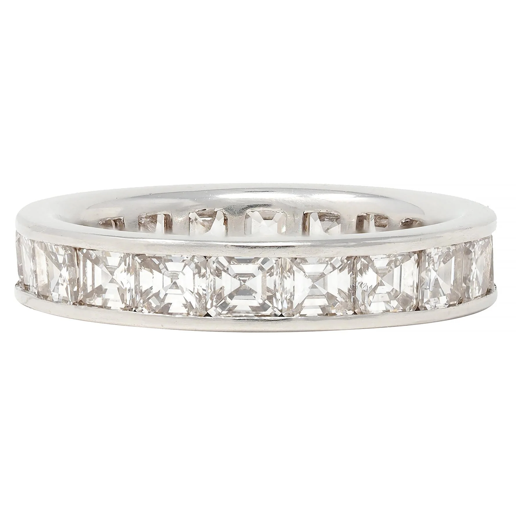 Mid-Century 3.00 CTW Emerald Cut Diamond Platinum Vintage Eternity Band Ring - Image 8
