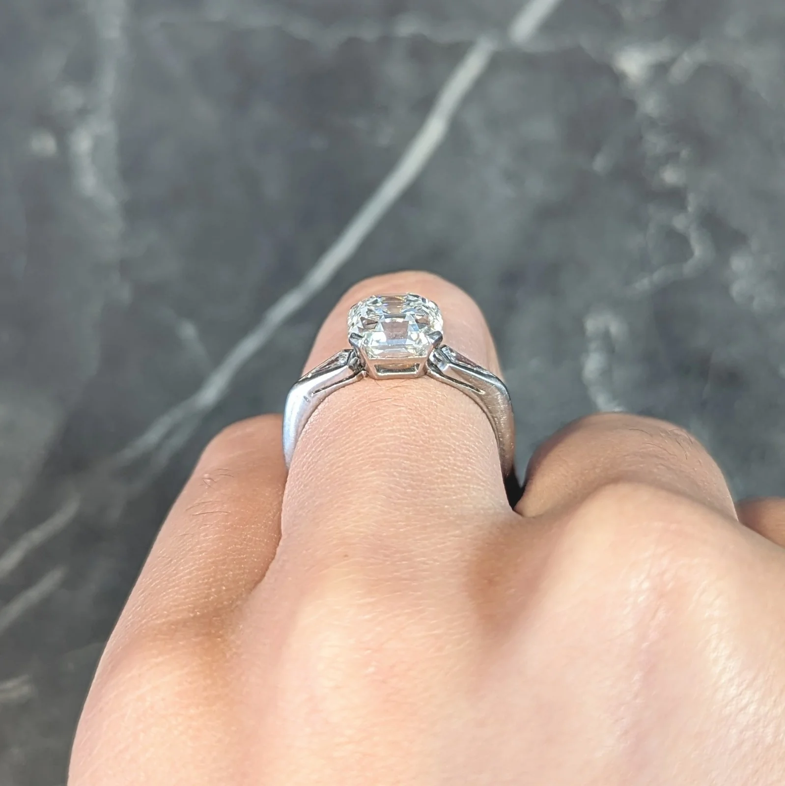 Mid-Century 3.62 CTW Asscher Cut Diamond Platinum Vintage Engagement Ring GIA - Image 15