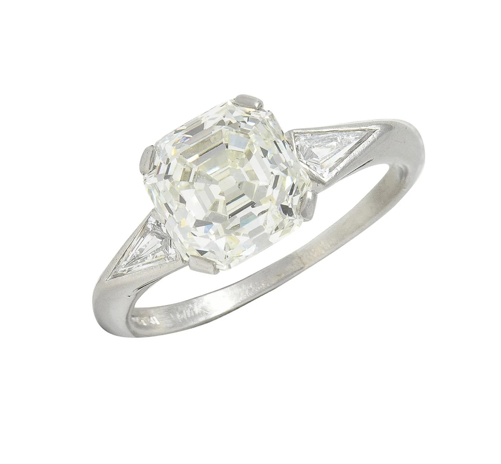 Mid-Century 3.62 CTW Asscher Cut Diamond Platinum Vintage Engagement Ring GIA - Image 9