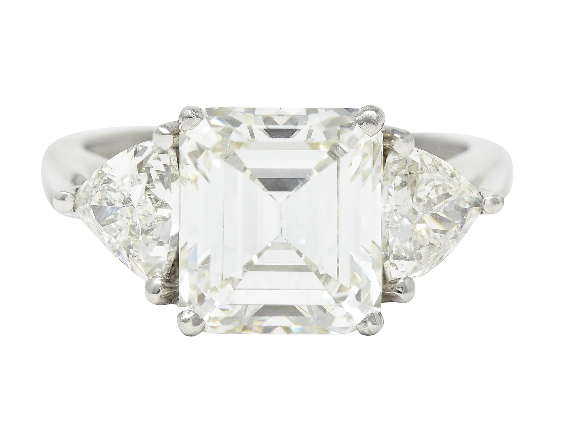 Mid-Century 3.70 CTW Emerald Cut Diamond Platinum Engagement Ring GIA