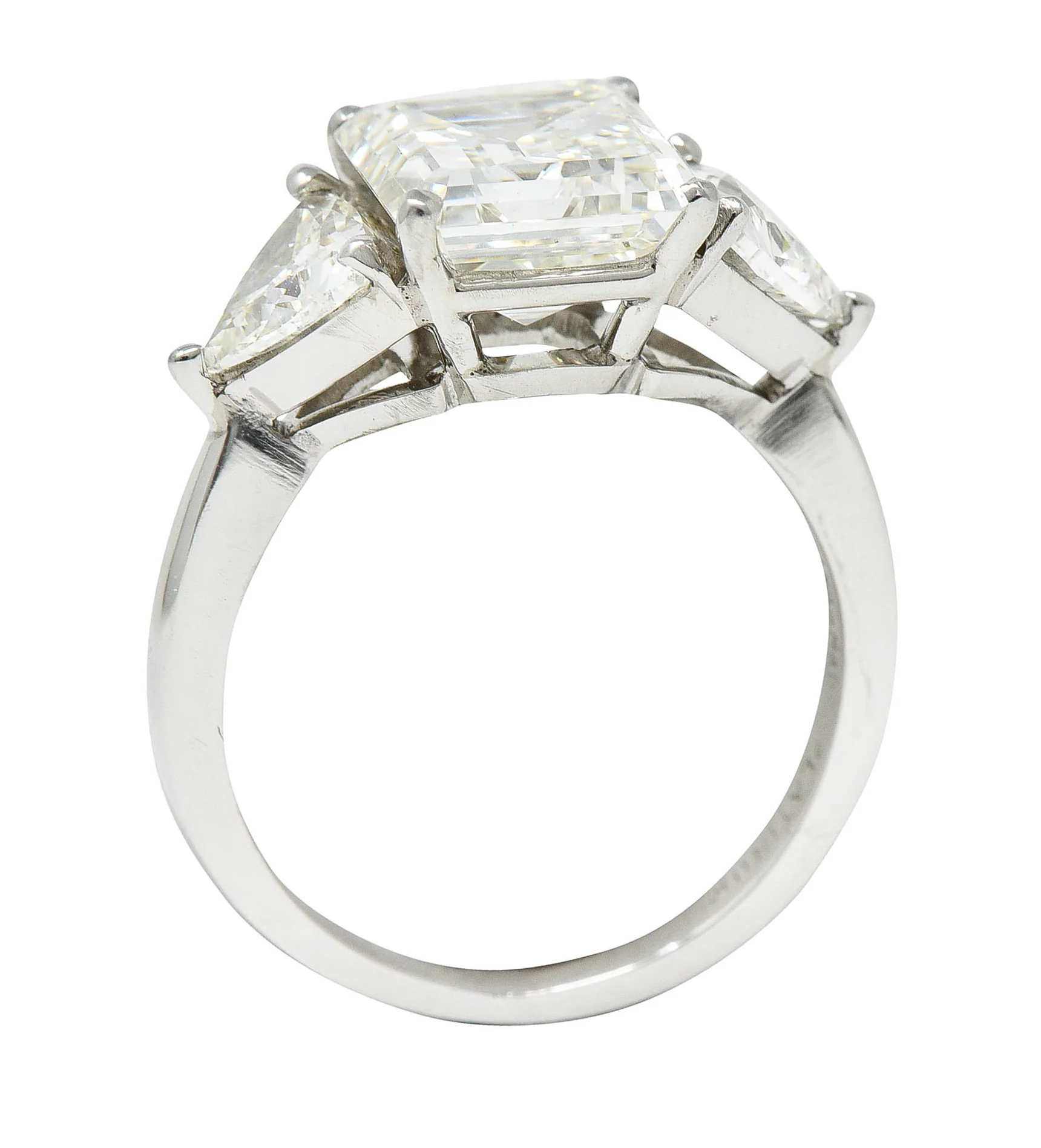 Mid-Century 3.70 CTW Emerald Cut Diamond Platinum Engagement Ring GIA - Image 10
